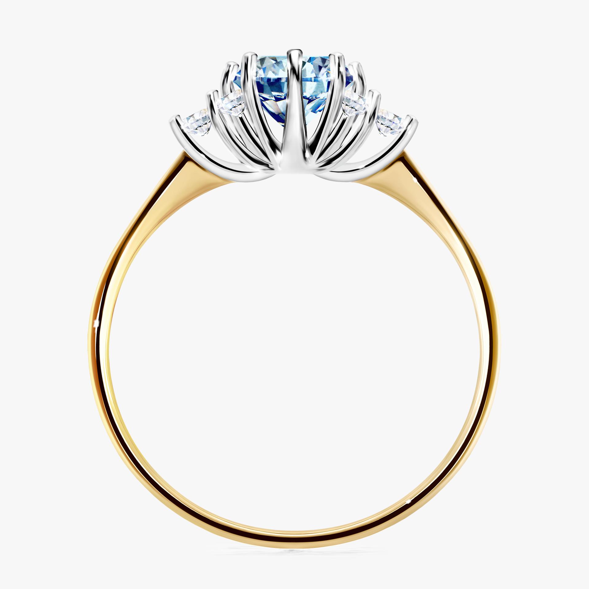 Pierscionek zareczynowy z diamentem niebieski 098 CT z zoltego zlota my lilly 02