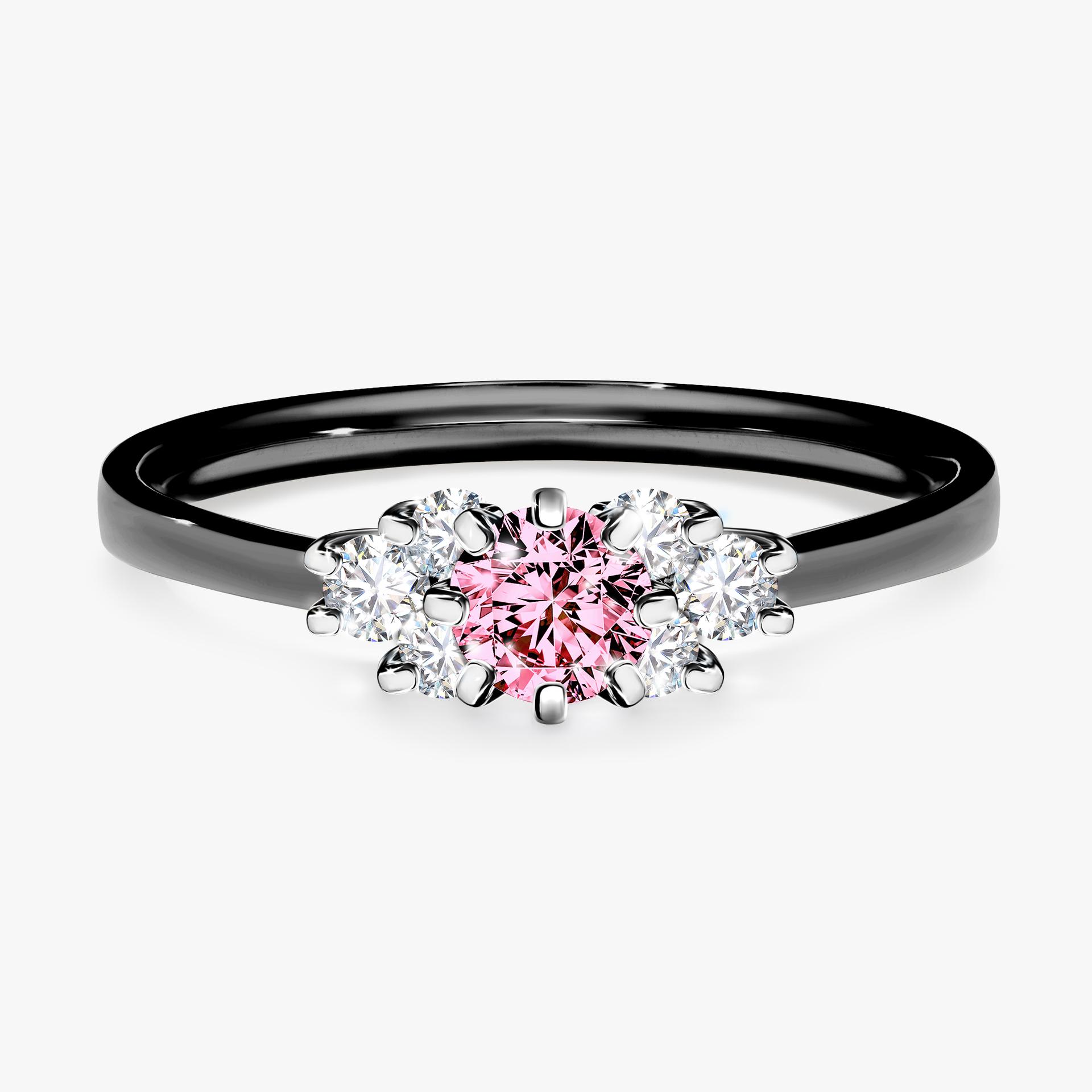 Pierscionek zareczynowy z diamentem rozowy 043 CT z czarnego zlota my lilly 01