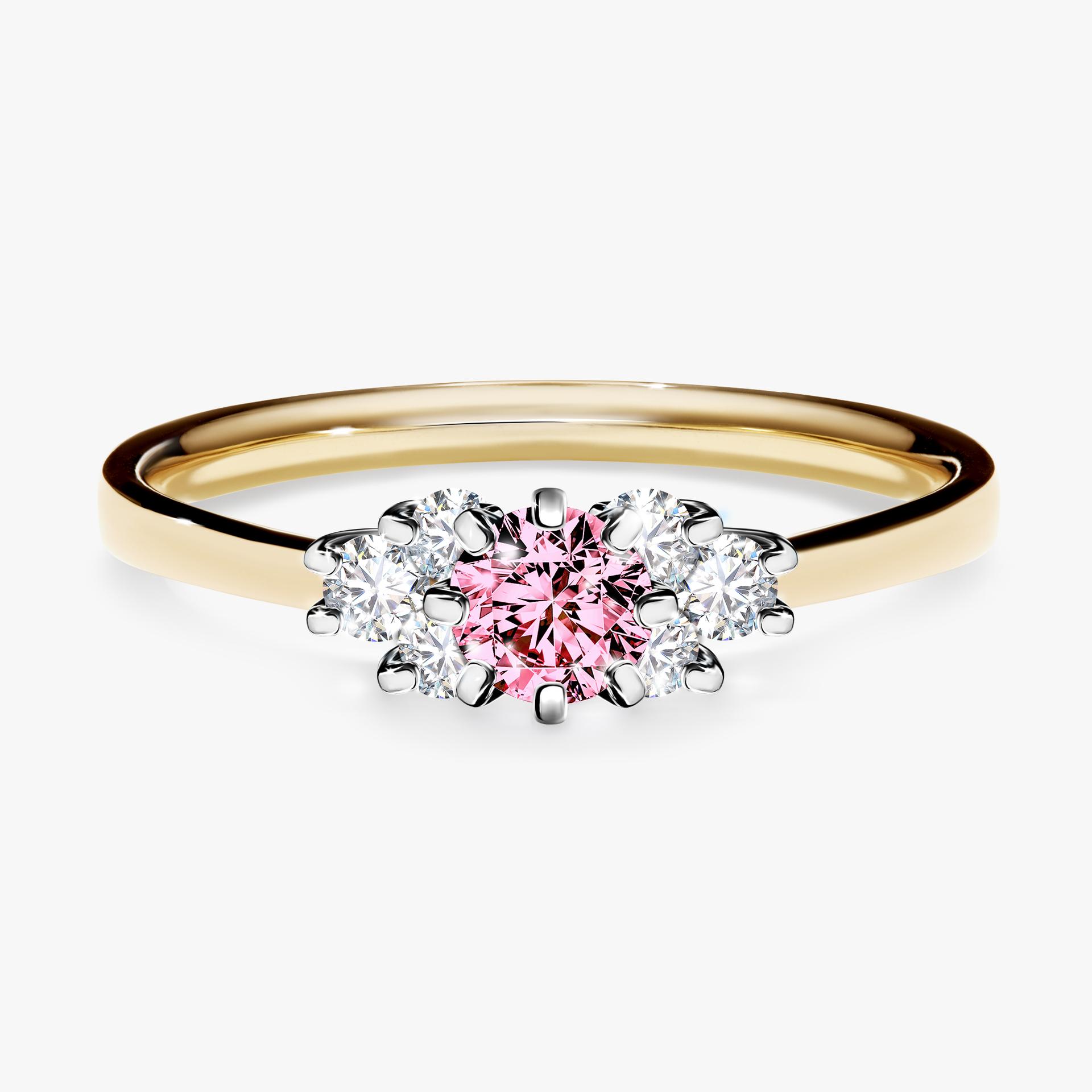 Pierscionek zareczynowy z diamentem rozowy 043 CT z zoltego zlota my lilly 01