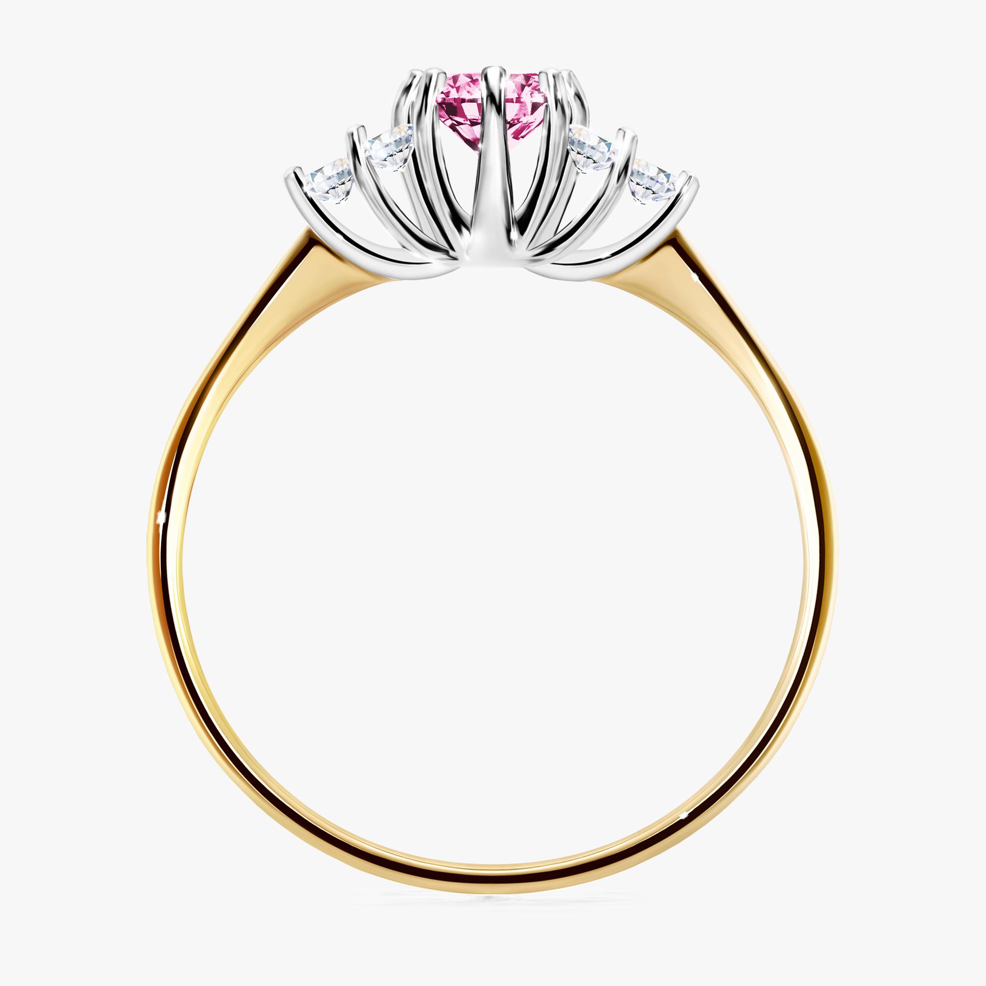 Pierscionek zareczynowy z diamentem rozowy 043 CT z zoltego zlota my lilly 02