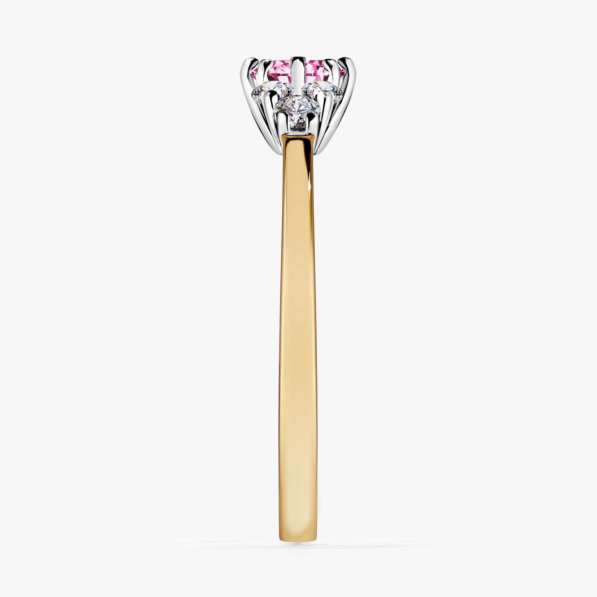 Pierscionek zareczynowy z diamentem rozowy 043 CT z zoltego zlota my lilly 03