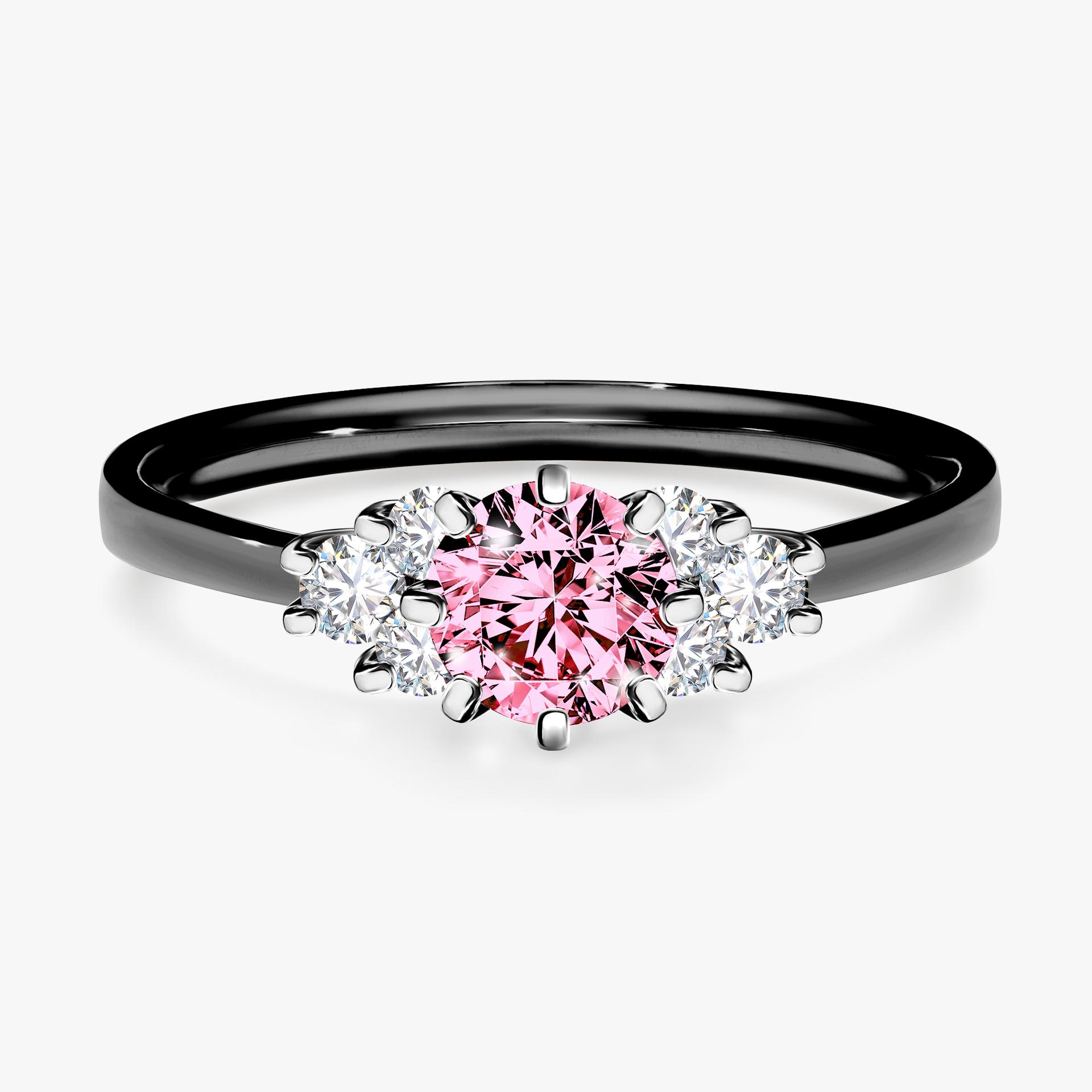Pierscionek zareczynowy z diamentem rozowy 068 CT z czarnego zlota my lilly 01