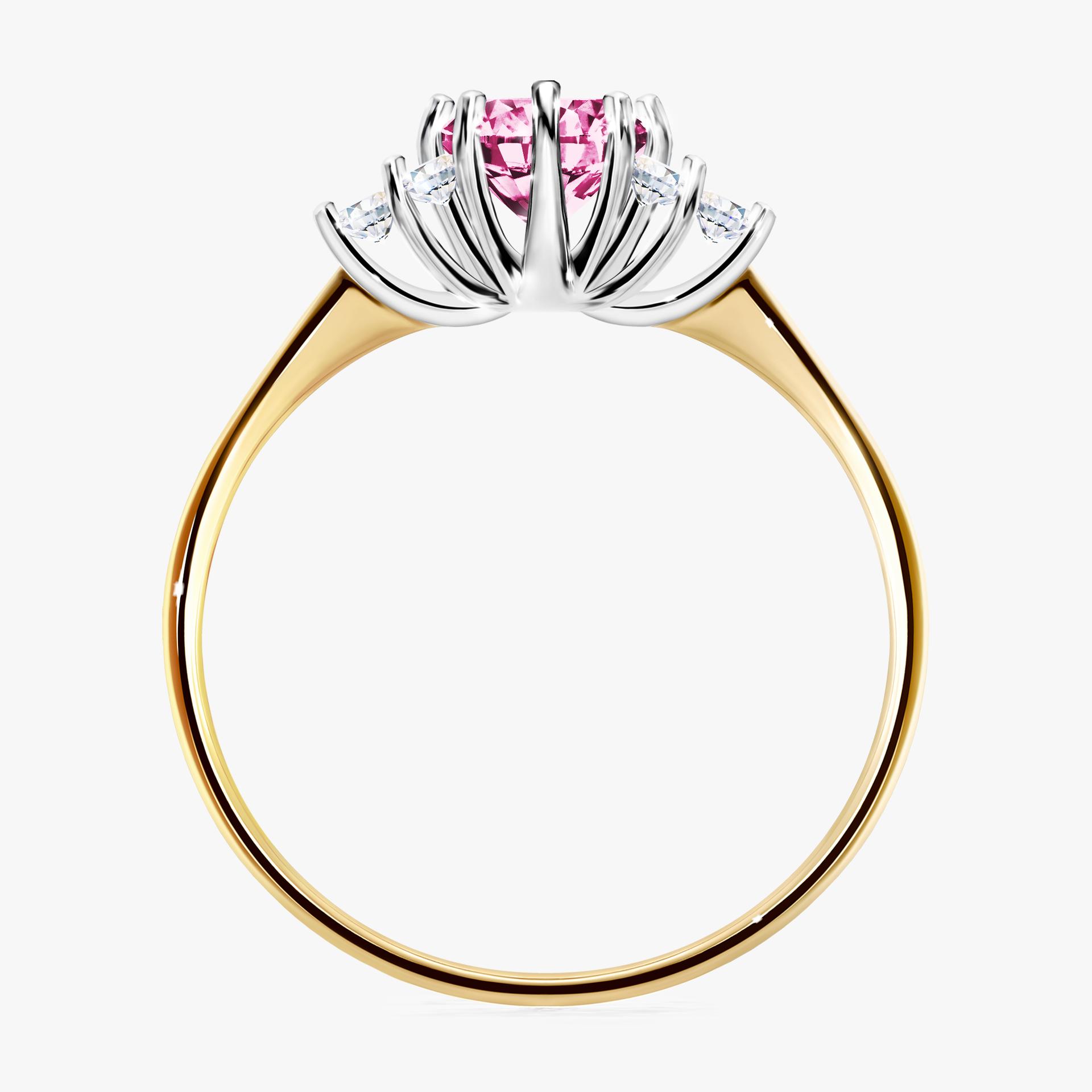 Pierścionek zaręczynowy My Lilly z żółtego złota z różowym diamentem 0,68ct