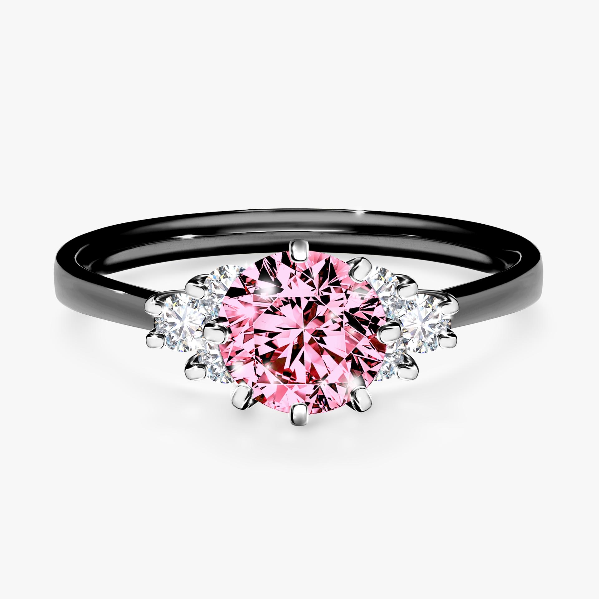 Pierścionek zaręczynowy My Lilly z czarnego złota z różowym diamentem 0,98ct