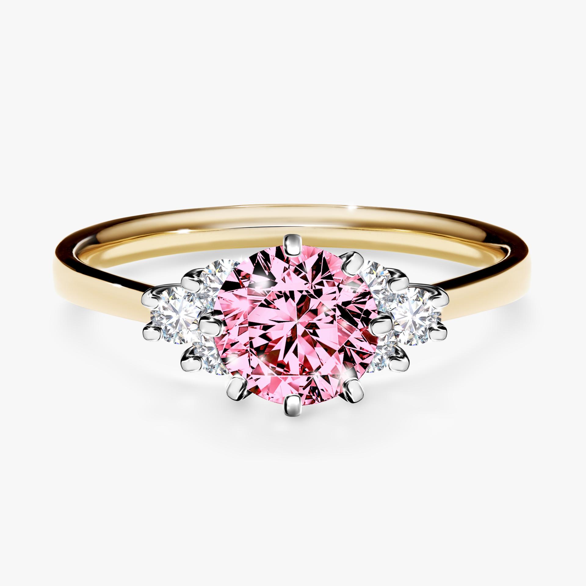Pierscionek zareczynowy z diamentem rozowy 098 CT z zoltego zlota my lilly 01