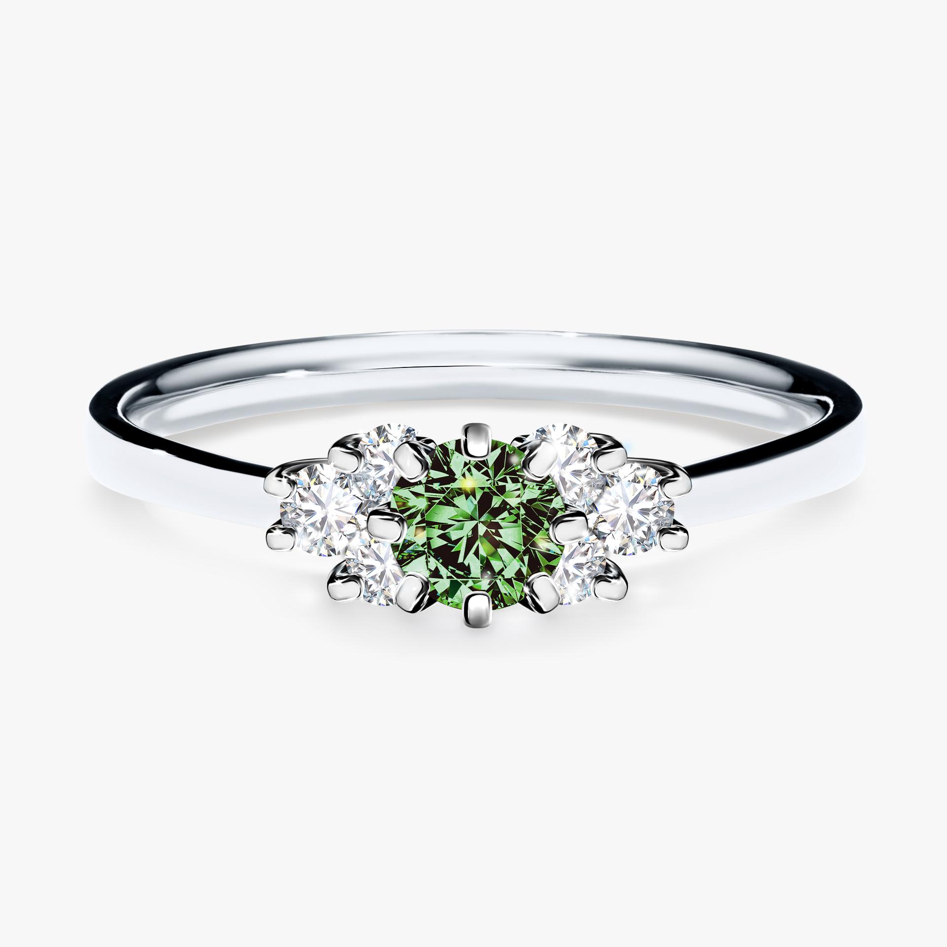 Pierscionek zareczynowy z diamentem zielony_ciemny 043 CT z bialego zlota my lilly 01