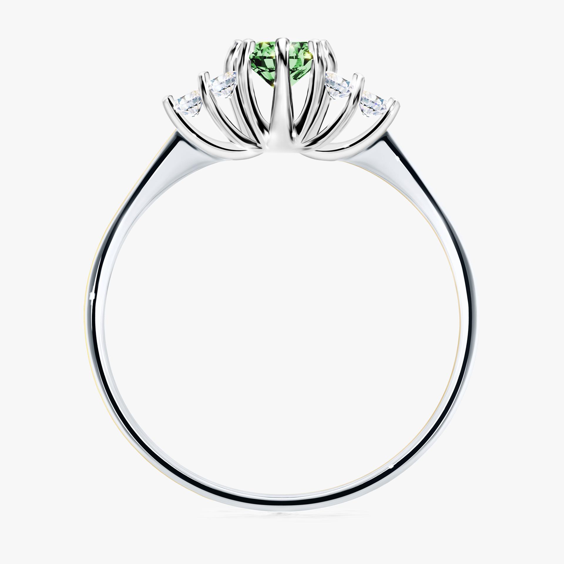 Pierscionek zareczynowy z diamentem zielony_ciemny 043 CT z bialego zlota my lilly 02