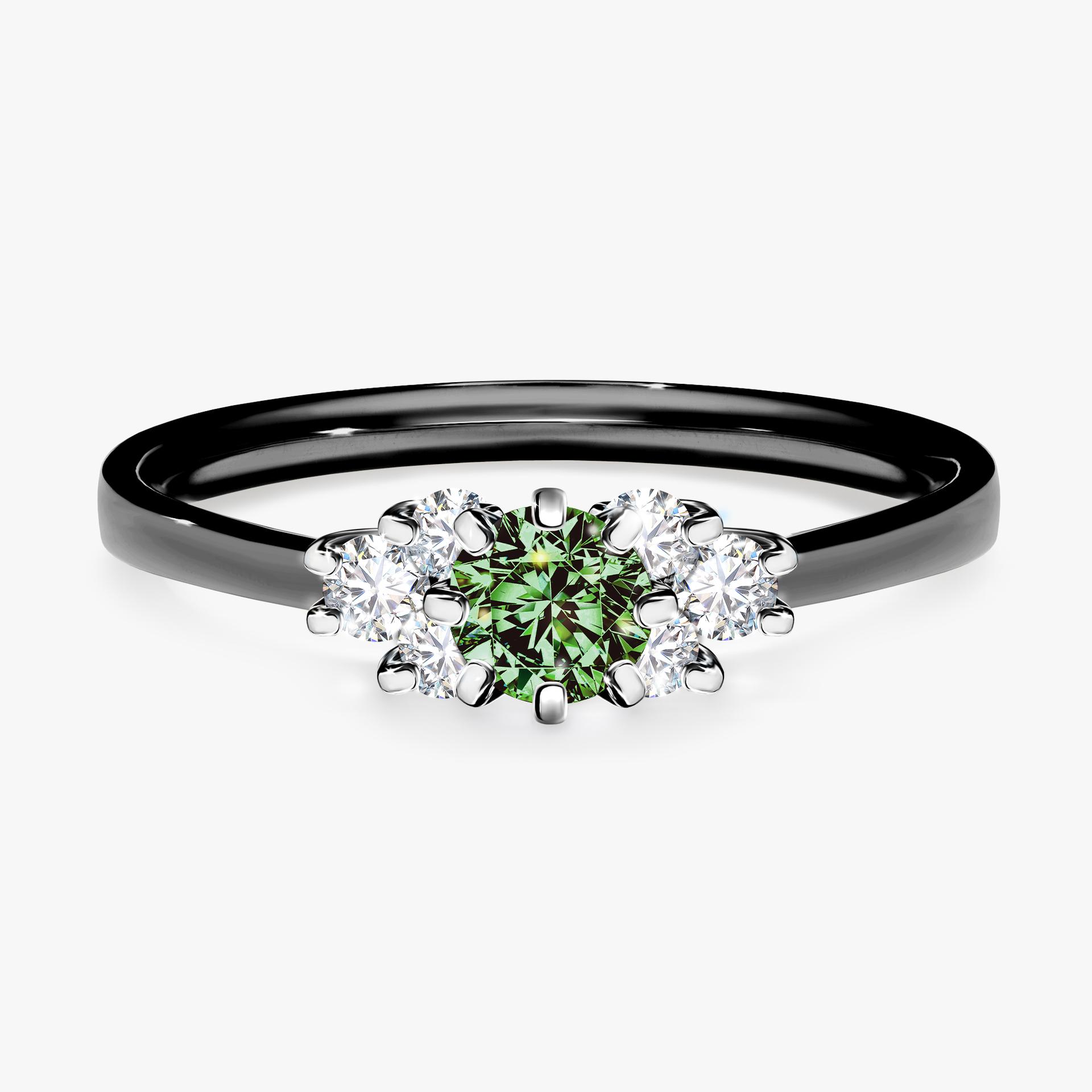 Pierscionek zareczynowy z diamentem zielony_ciemny 043 CT z czarnego zlota my lilly 01