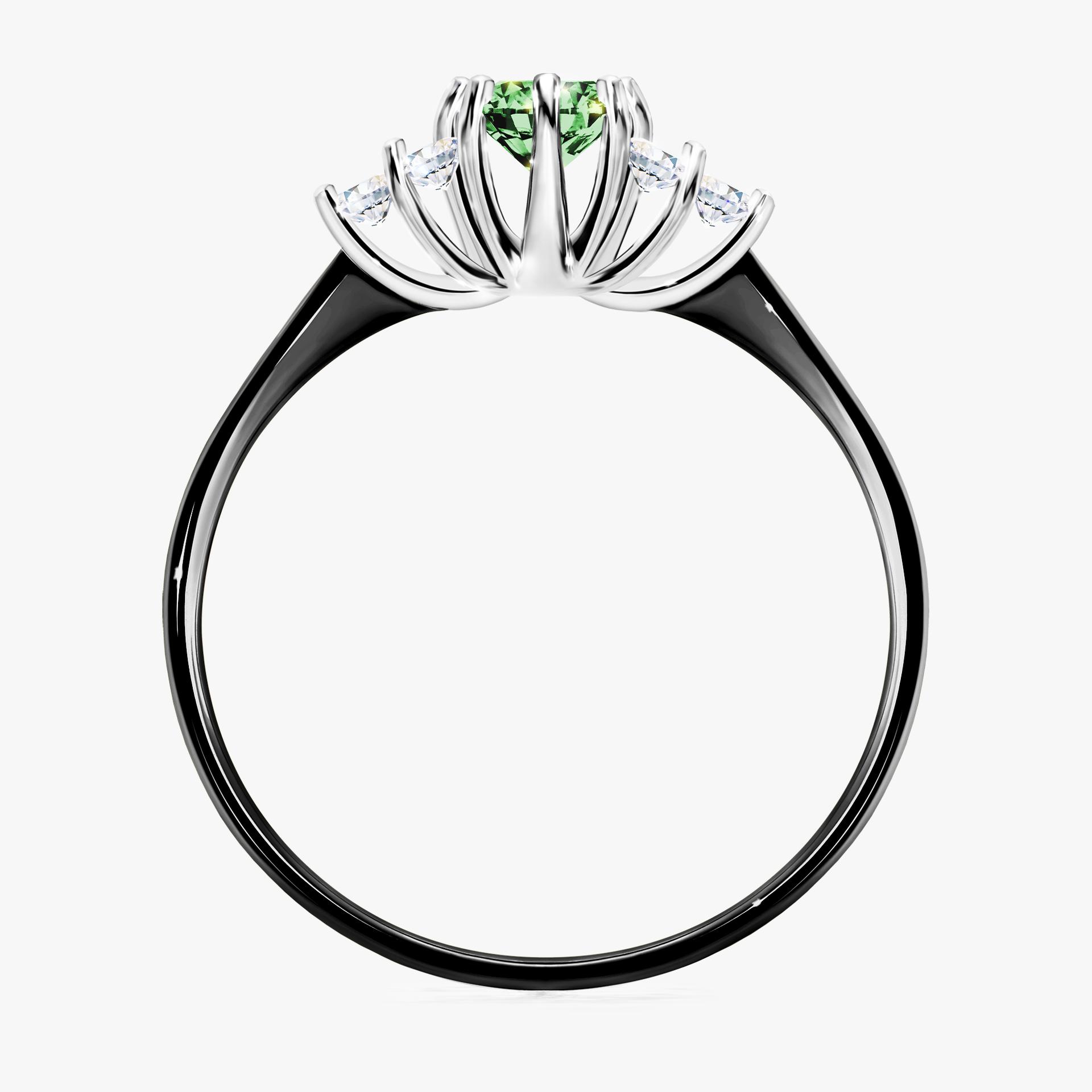 Pierscionek zareczynowy z diamentem zielony_ciemny 043 CT z czarnego zlota my lilly 02