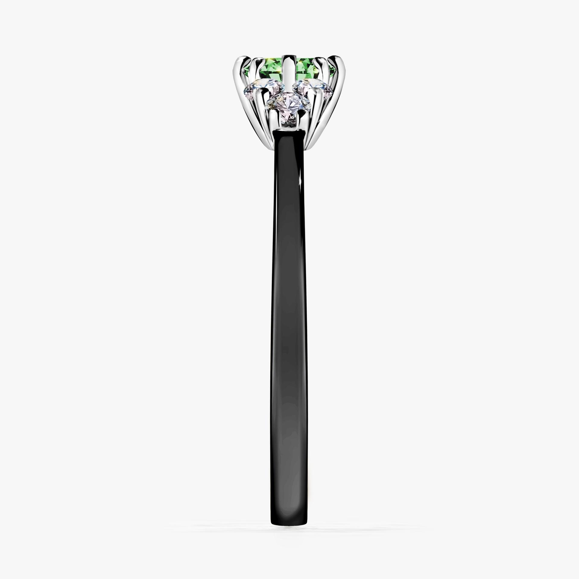 Pierscionek zareczynowy z diamentem zielony_ciemny 043 CT z czarnego zlota my lilly 03