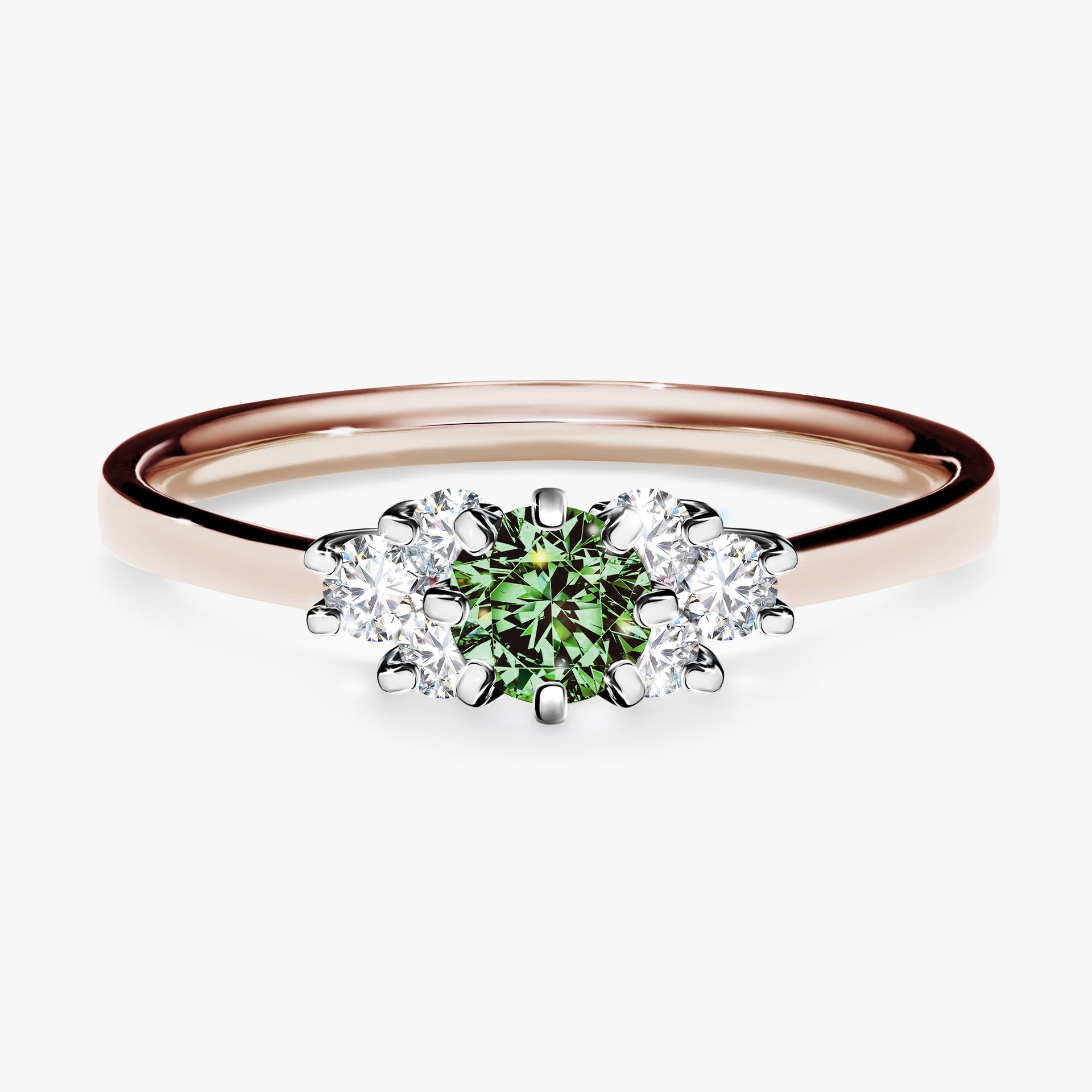 Pierscionek zareczynowy z diamentem zielony_ciemny 043 CT z rozowego zlota my lilly 01