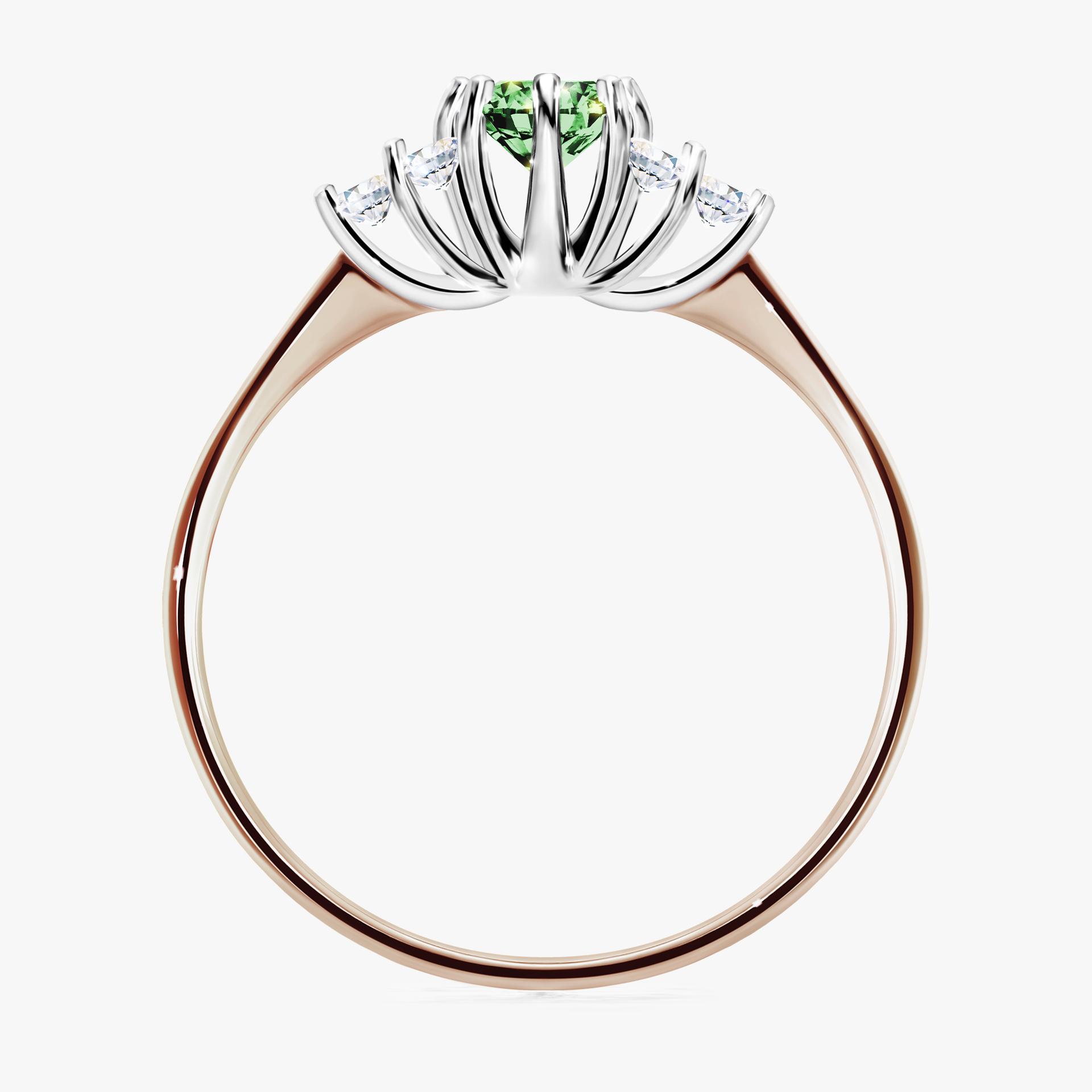 Pierscionek zareczynowy z diamentem zielony_ciemny 043 CT z rozowego zlota my lilly 02