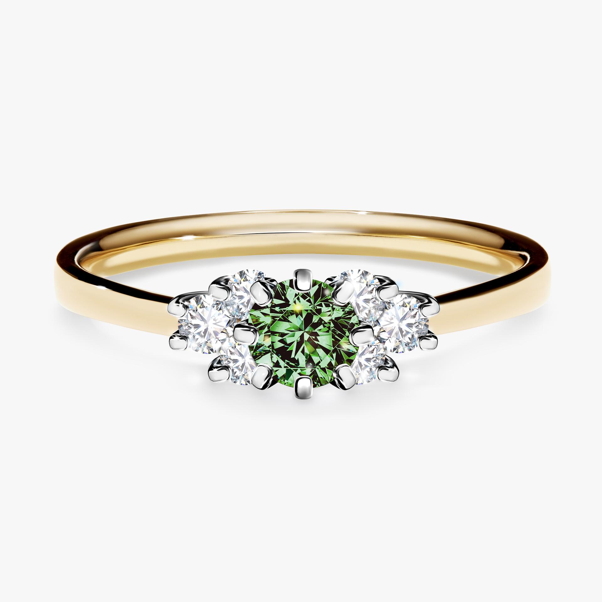 Pierscionek zareczynowy z diamentem zielony_ciemny 043 CT z zoltego zlota my lilly 01