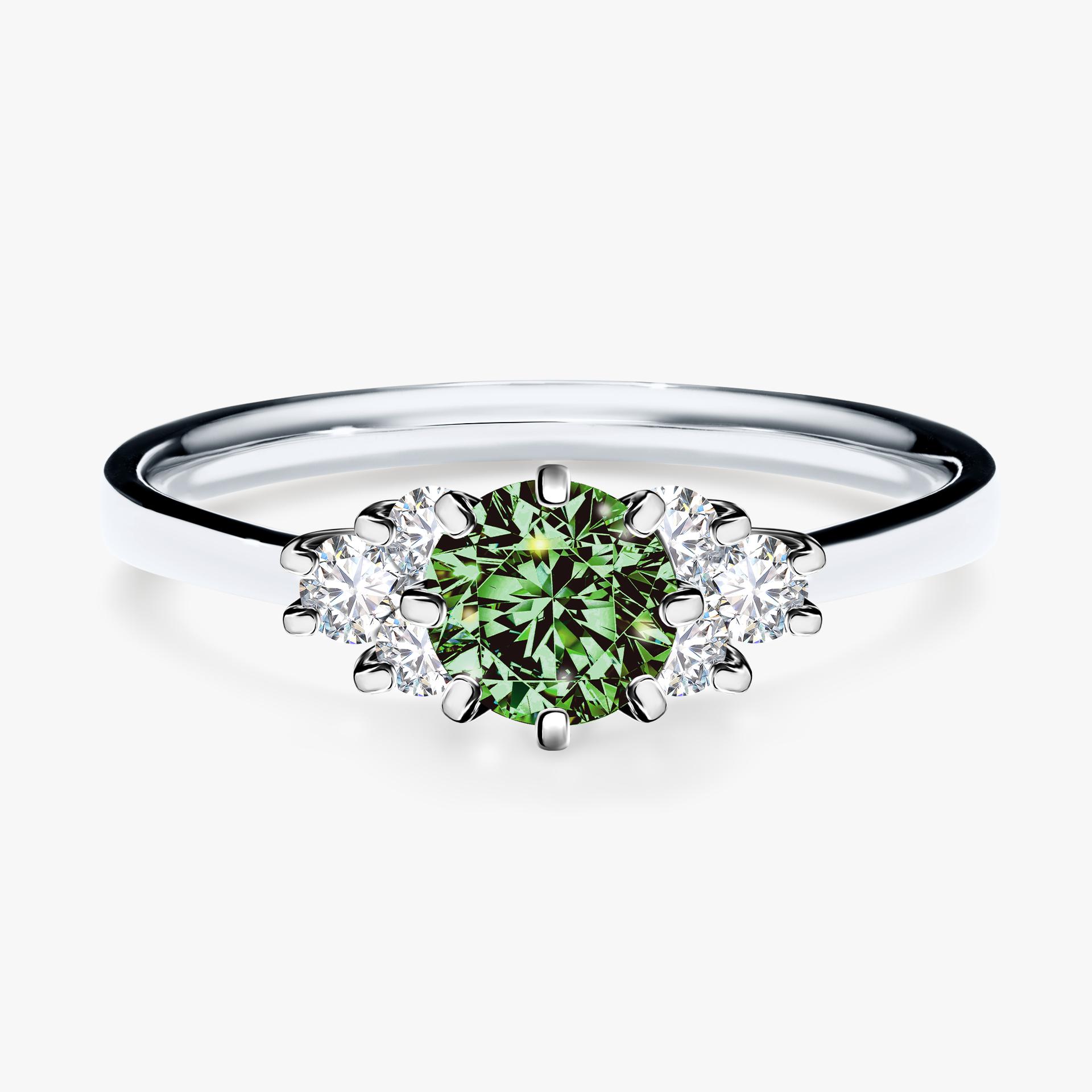Pierscionek zareczynowy z diamentem zielony_ciemny 068 CT z bialego zlota my lilly 01