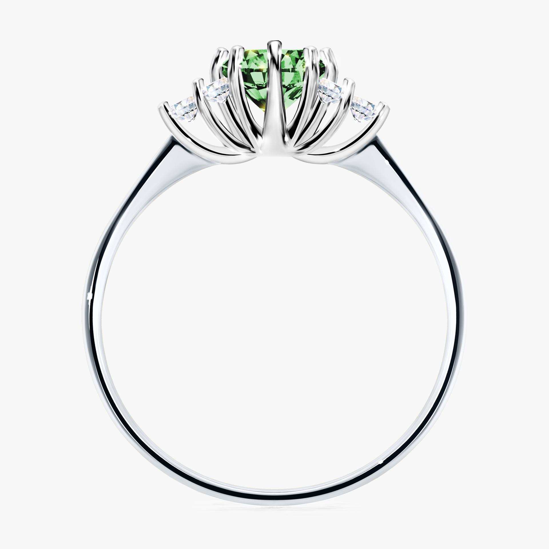 Pierscionek zareczynowy z diamentem zielony_ciemny 068 CT z bialego zlota my lilly 02