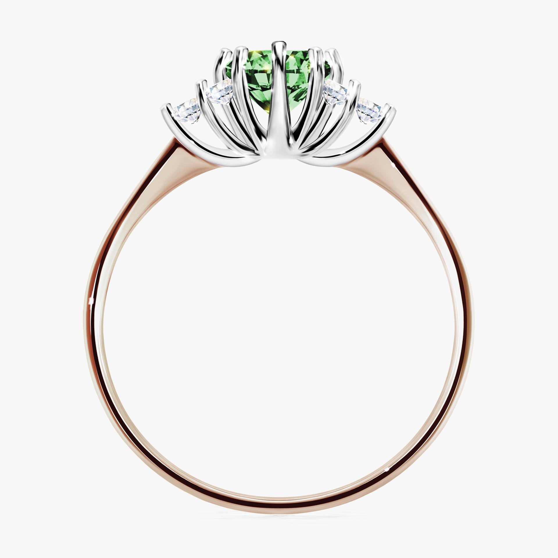 Pierscionek zareczynowy z diamentem zielony_ciemny 068 CT z rozowego zlota my lilly 02