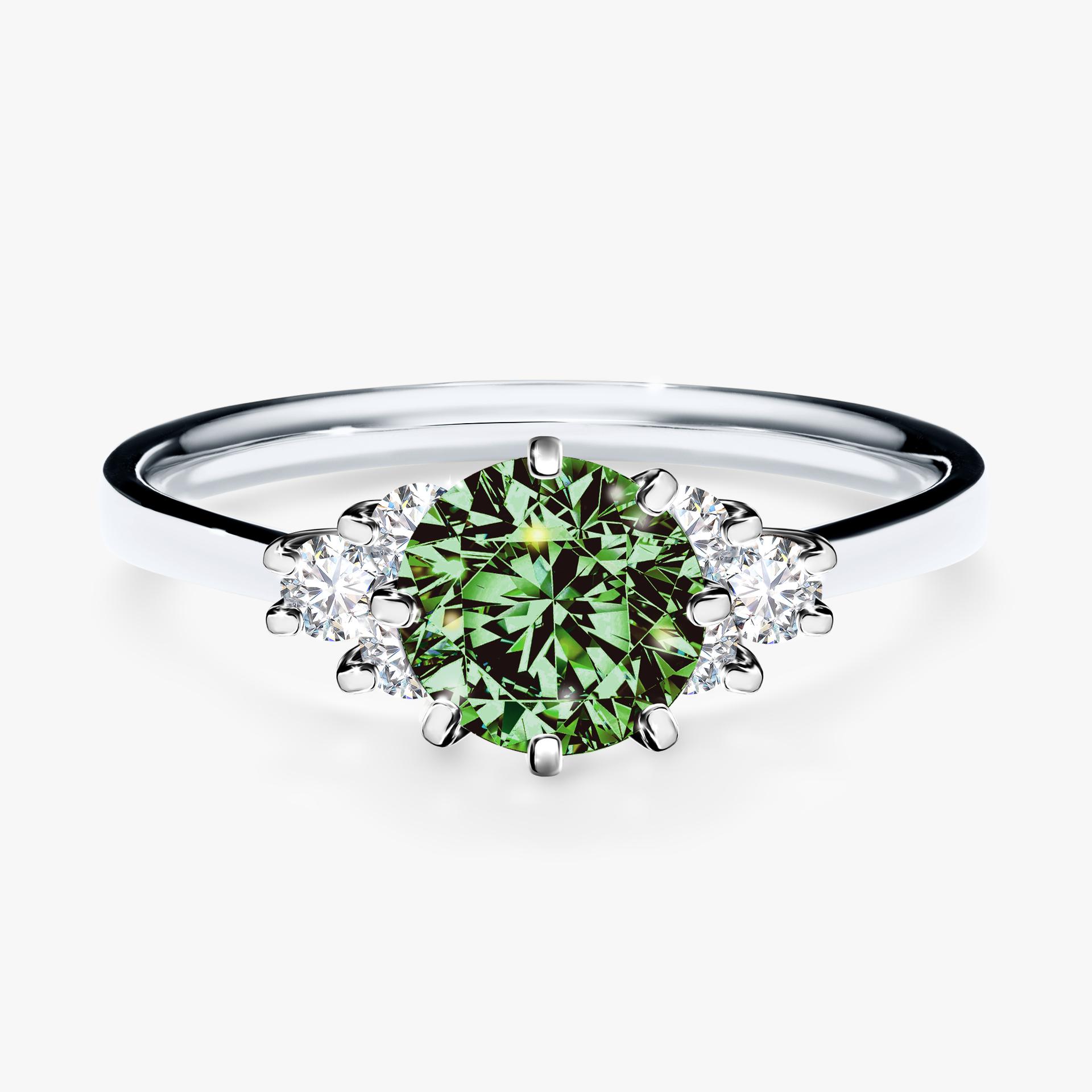 Pierscionek zareczynowy z diamentem zielony_ciemny 098 CT z bialego zlota my lilly 01