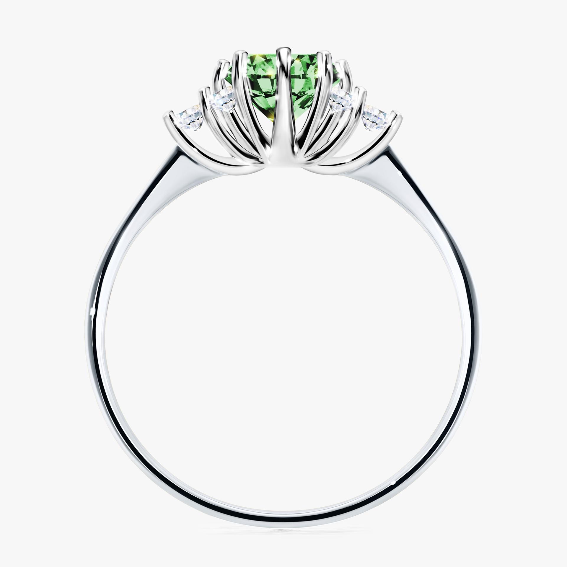 Pierscionek zareczynowy z diamentem zielony_ciemny 098 CT z bialego zlota my lilly 02