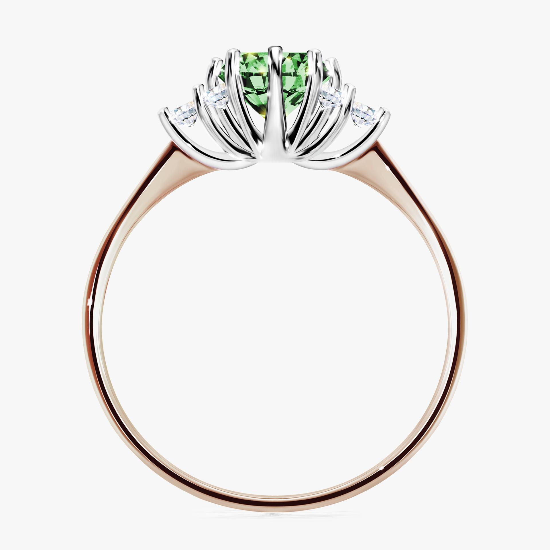 Pierscionek zareczynowy z diamentem zielony_ciemny 098 CT z rozowego zlota my lilly 02