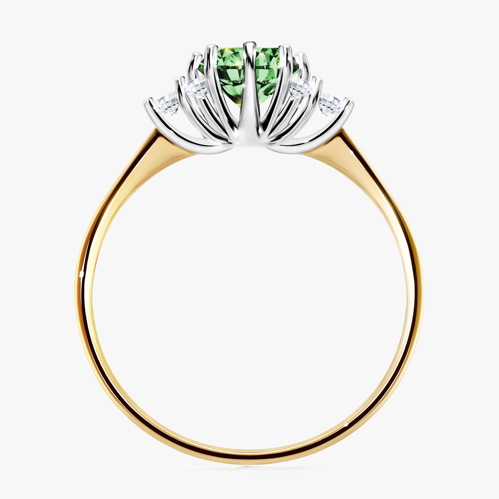 Pierscionek zareczynowy z diamentem zielony_ciemny 098 CT z zoltego zlota my lilly 02