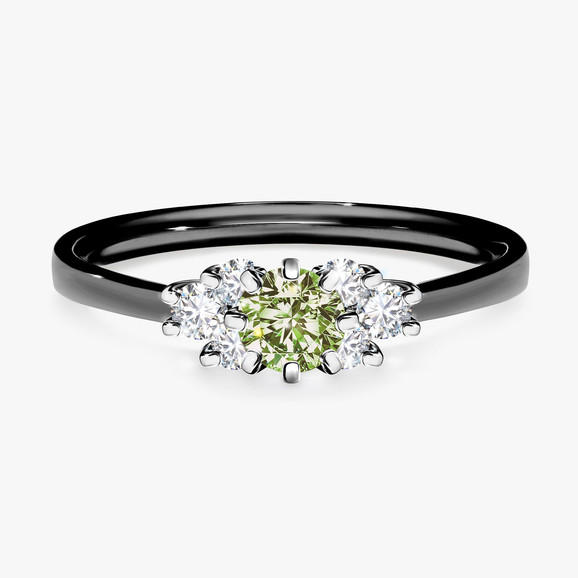 Pierscionek zareczynowy z diamentem zielony_jasny 043 CT z czarnego zlota my lilly 01