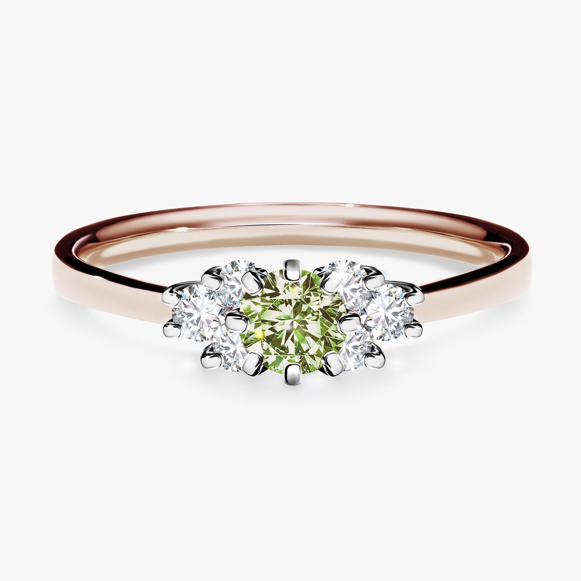 Pierscionek zareczynowy z diamentem zielony_jasny 043 CT z rozowego zlota my lilly 01