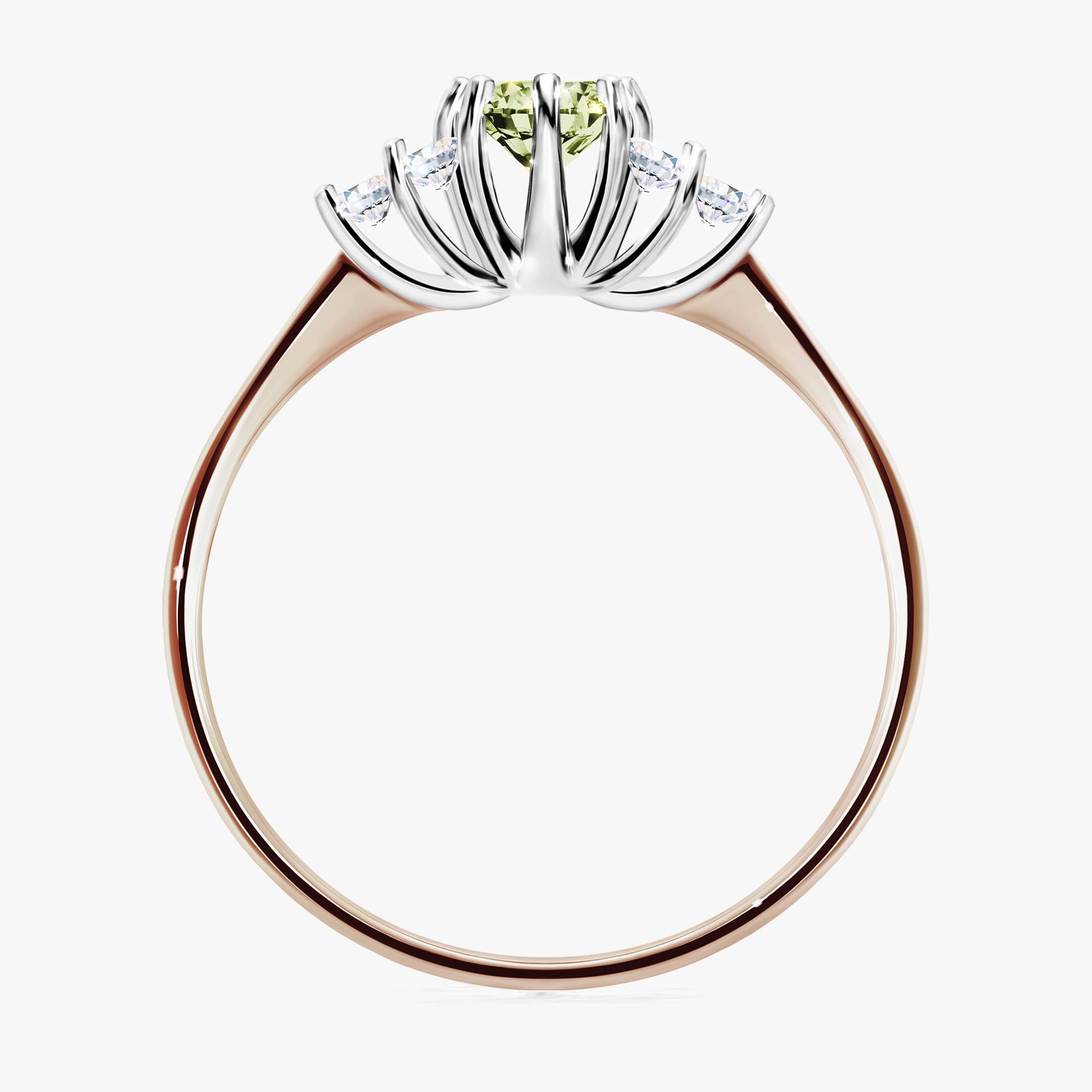Pierscionek zareczynowy z diamentem zielony_jasny 043 CT z rozowego zlota my lilly 02