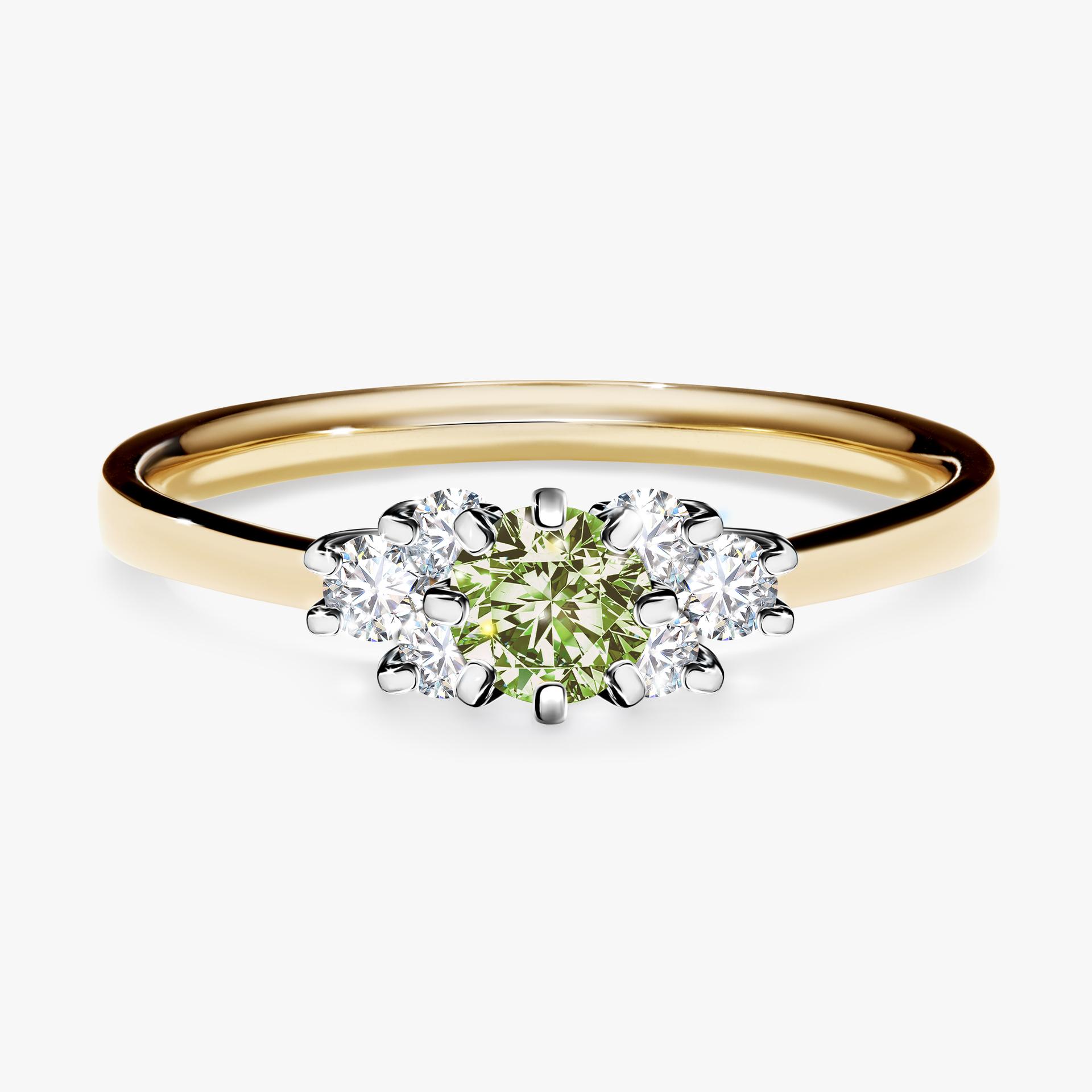 Pierscionek zareczynowy z diamentem zielony_jasny 043 CT z zoltego zlota my lilly 01