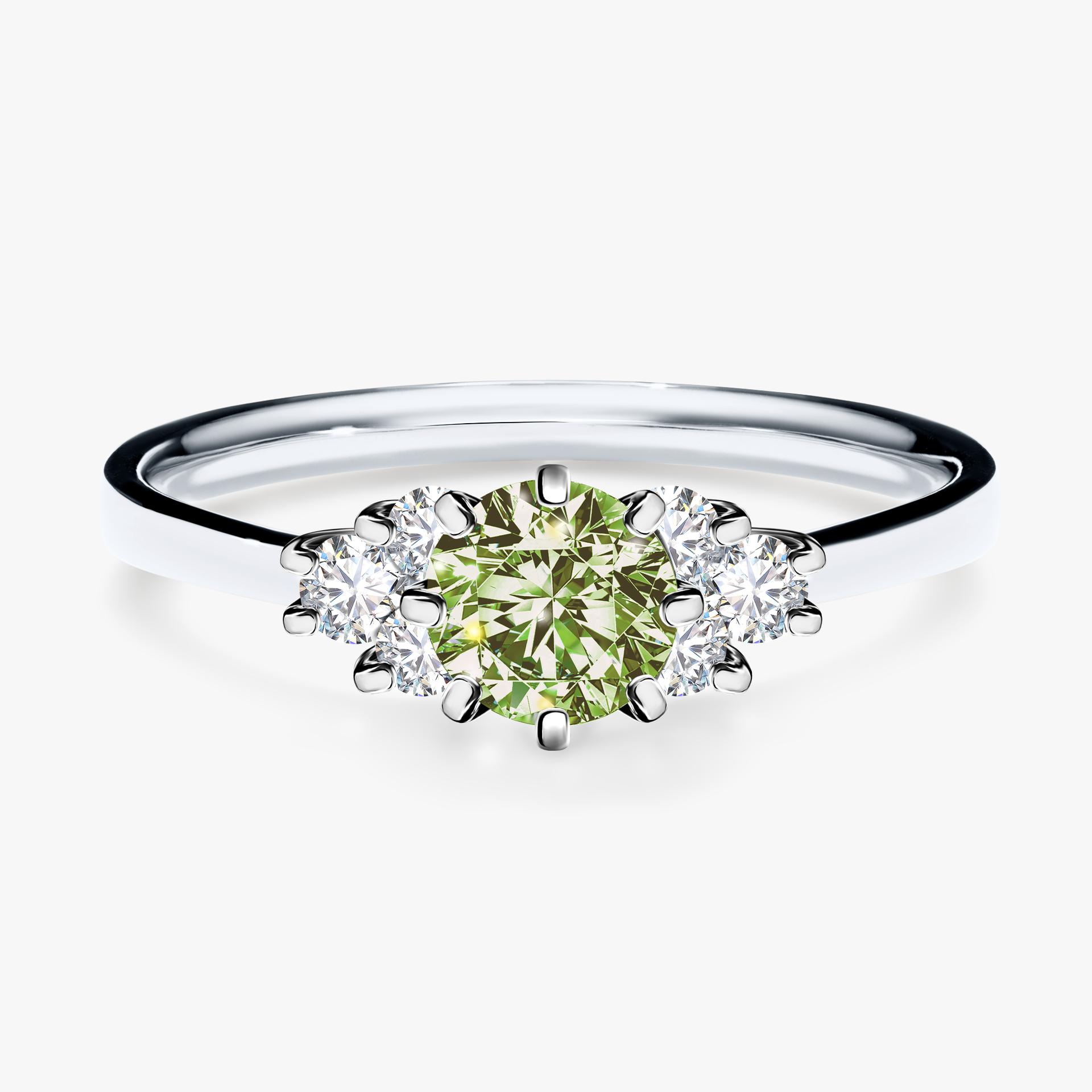 Pierscionek zareczynowy z diamentem zielony_jasny 068 CT z bialego zlota my lilly 01