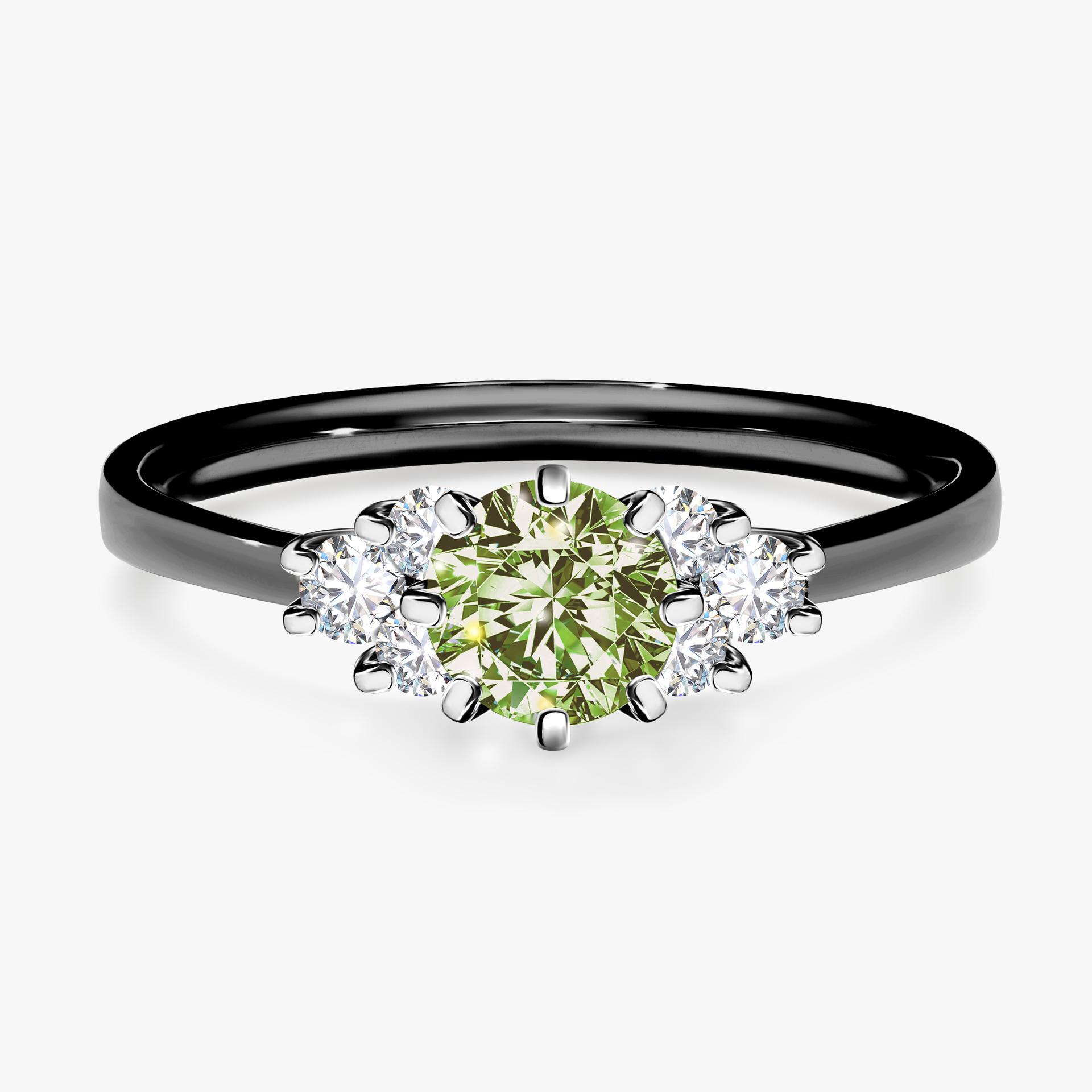 Pierscionek zareczynowy z diamentem zielony_jasny 068 CT z czarnego zlota my lilly 01