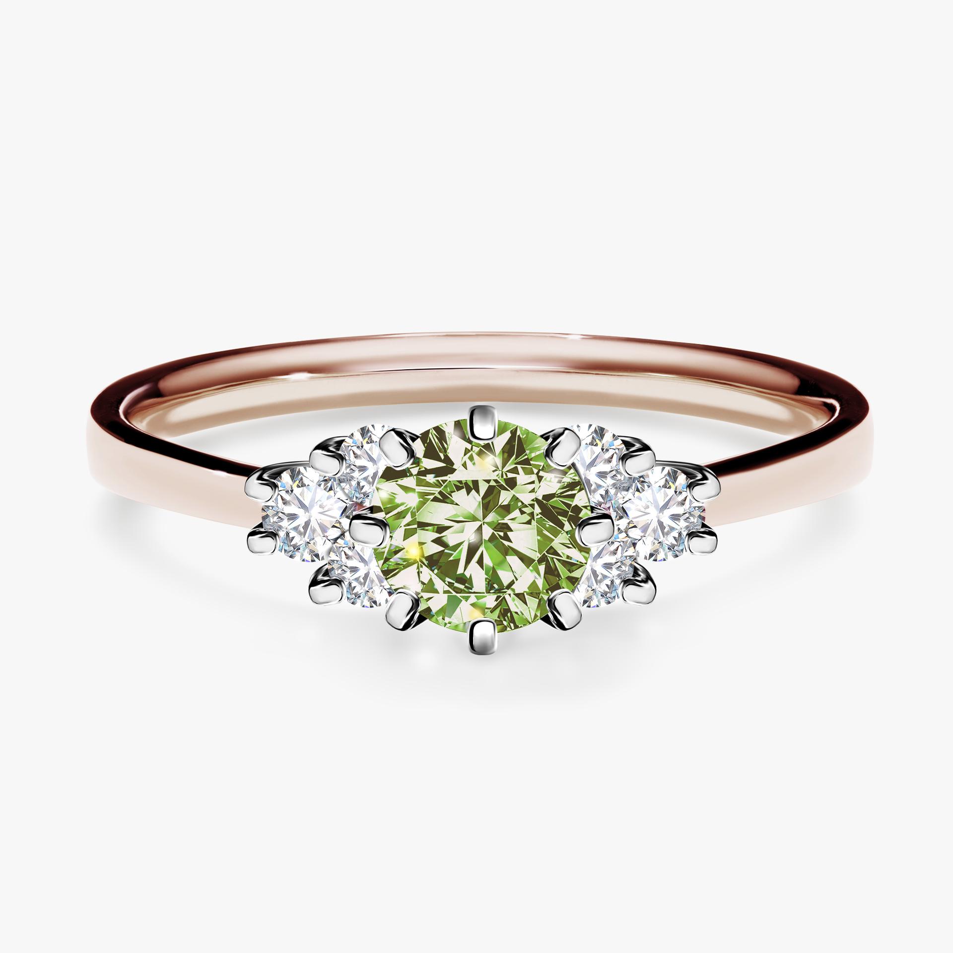 Pierscionek zareczynowy z diamentem zielony_jasny 068 CT z rozowego zlota my lilly 01
