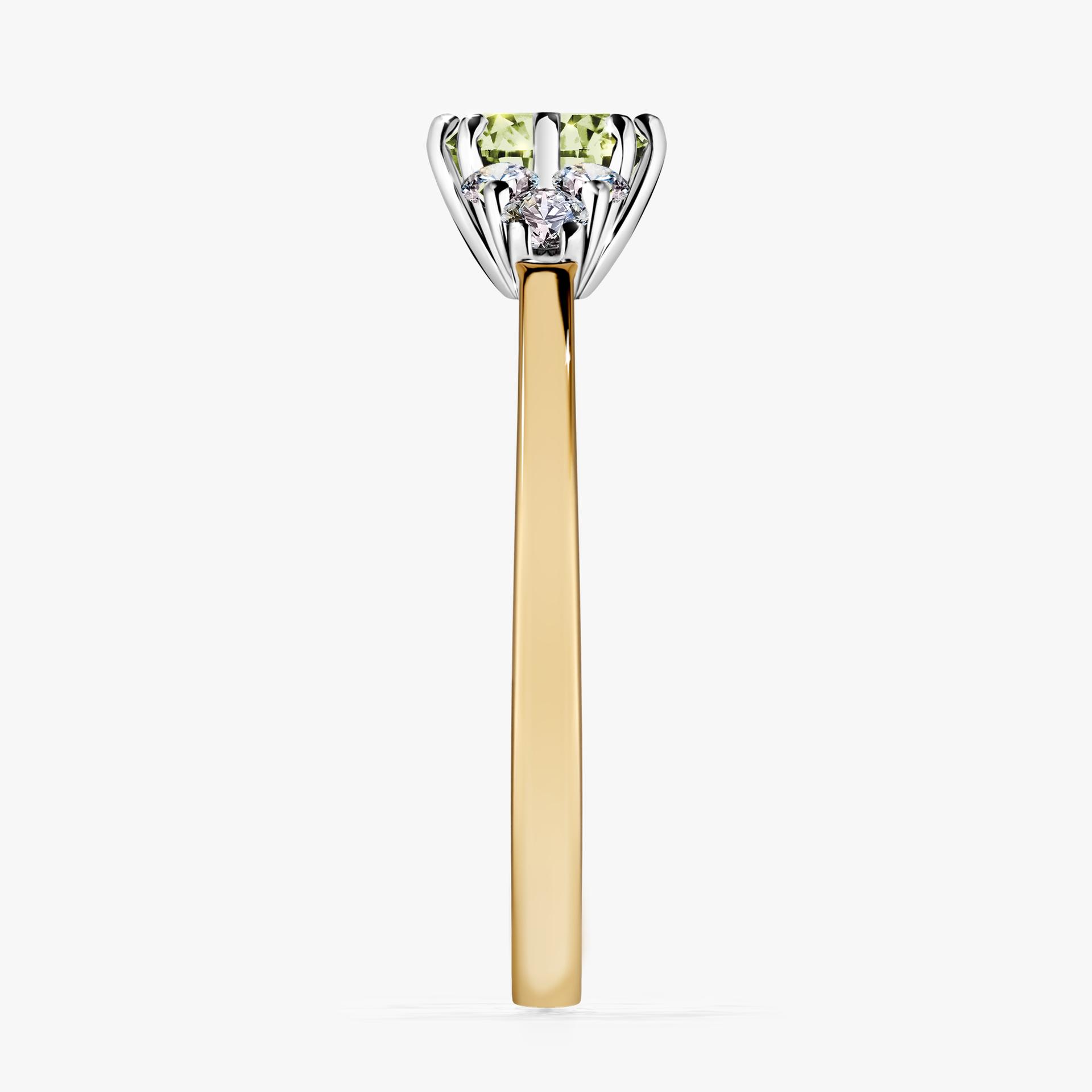 Pierścionek zaręczynowy My Lilly z żółtego złota z jasnym zielonym diamentem 0,68ct