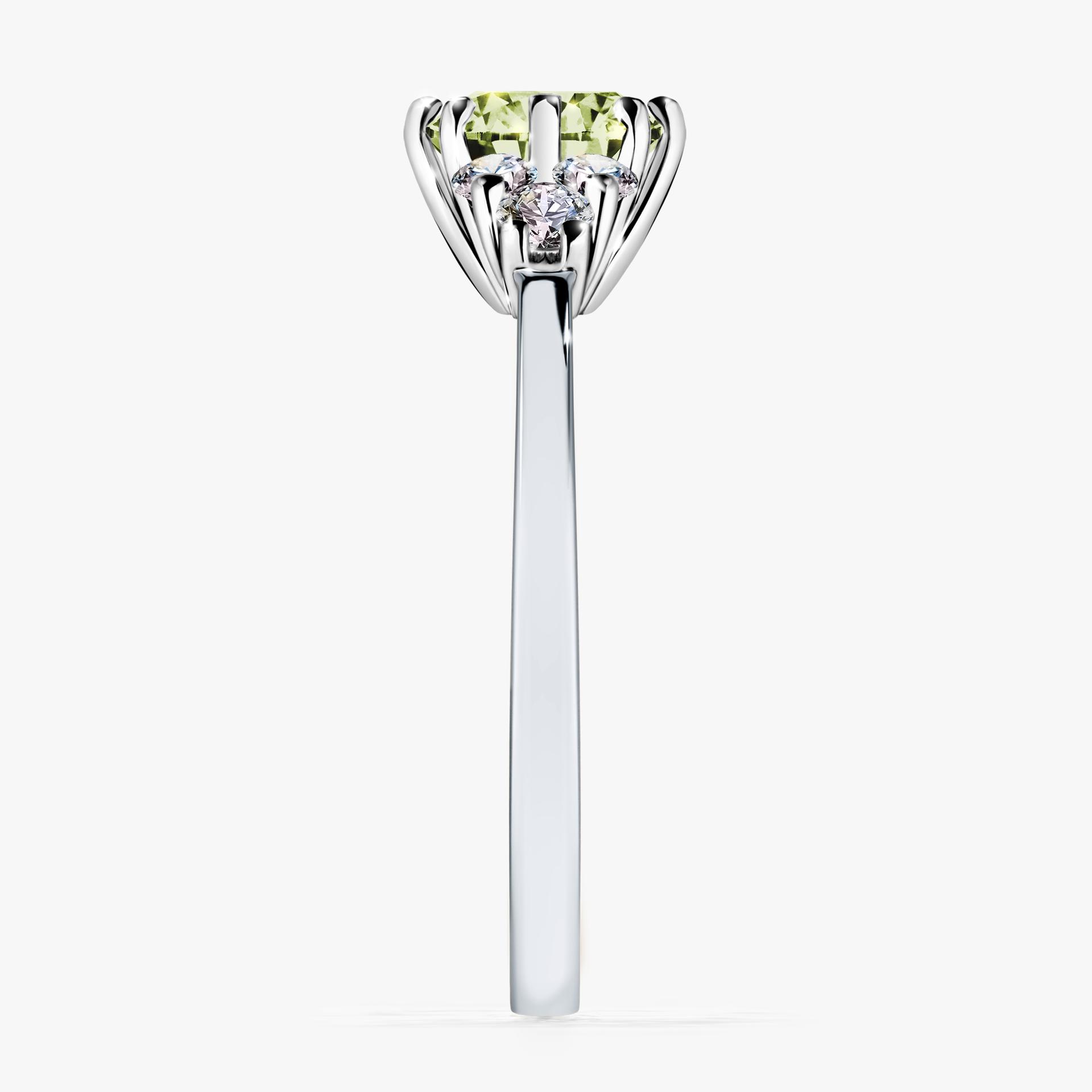 Pierścionek zaręczynowy My Lilly z białego złota z jasnym zielonym diamentem 0,98ct