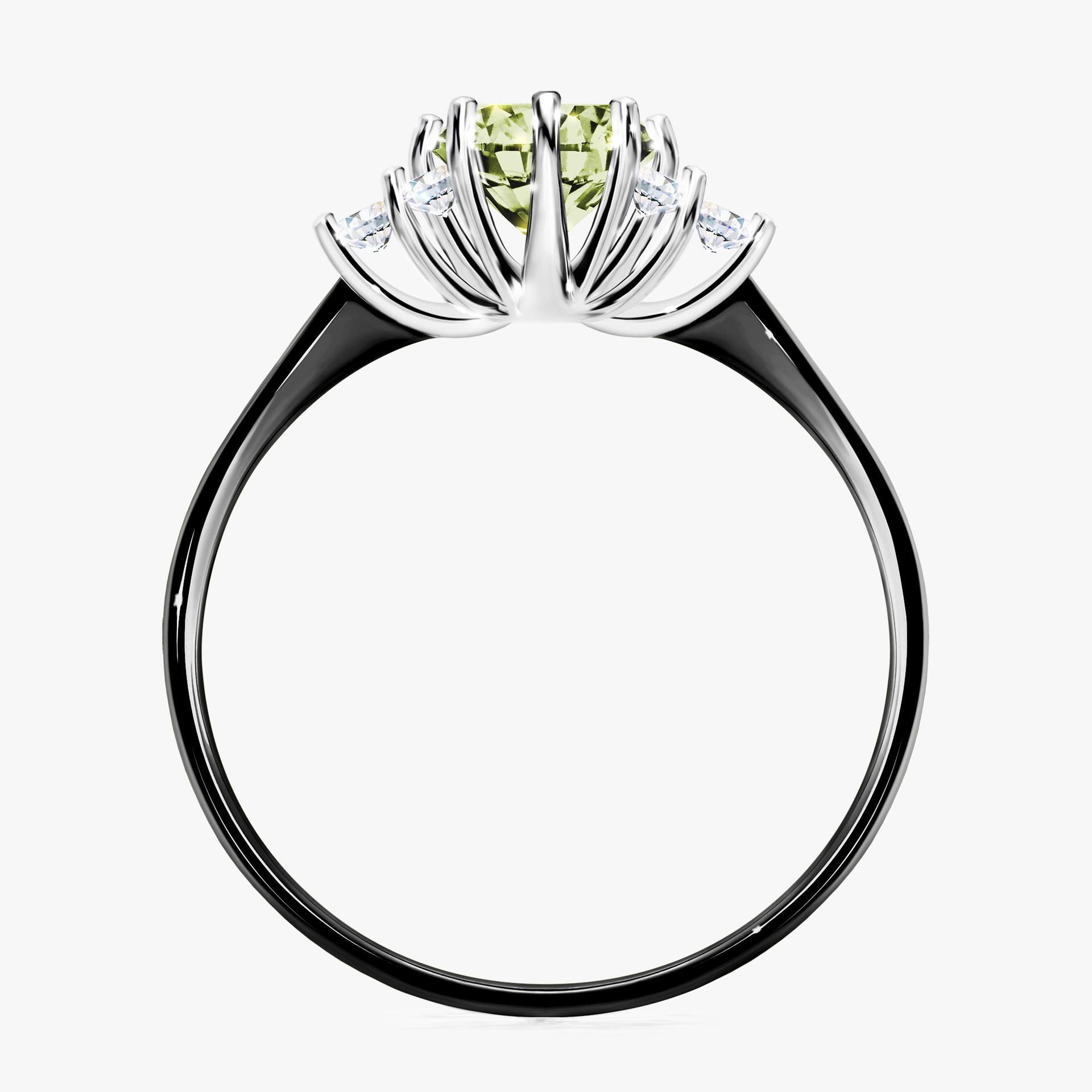 Pierścionek zaręczynowy My Lilly z czarnego złota z jasnym zielonym diamentem 0,98ct