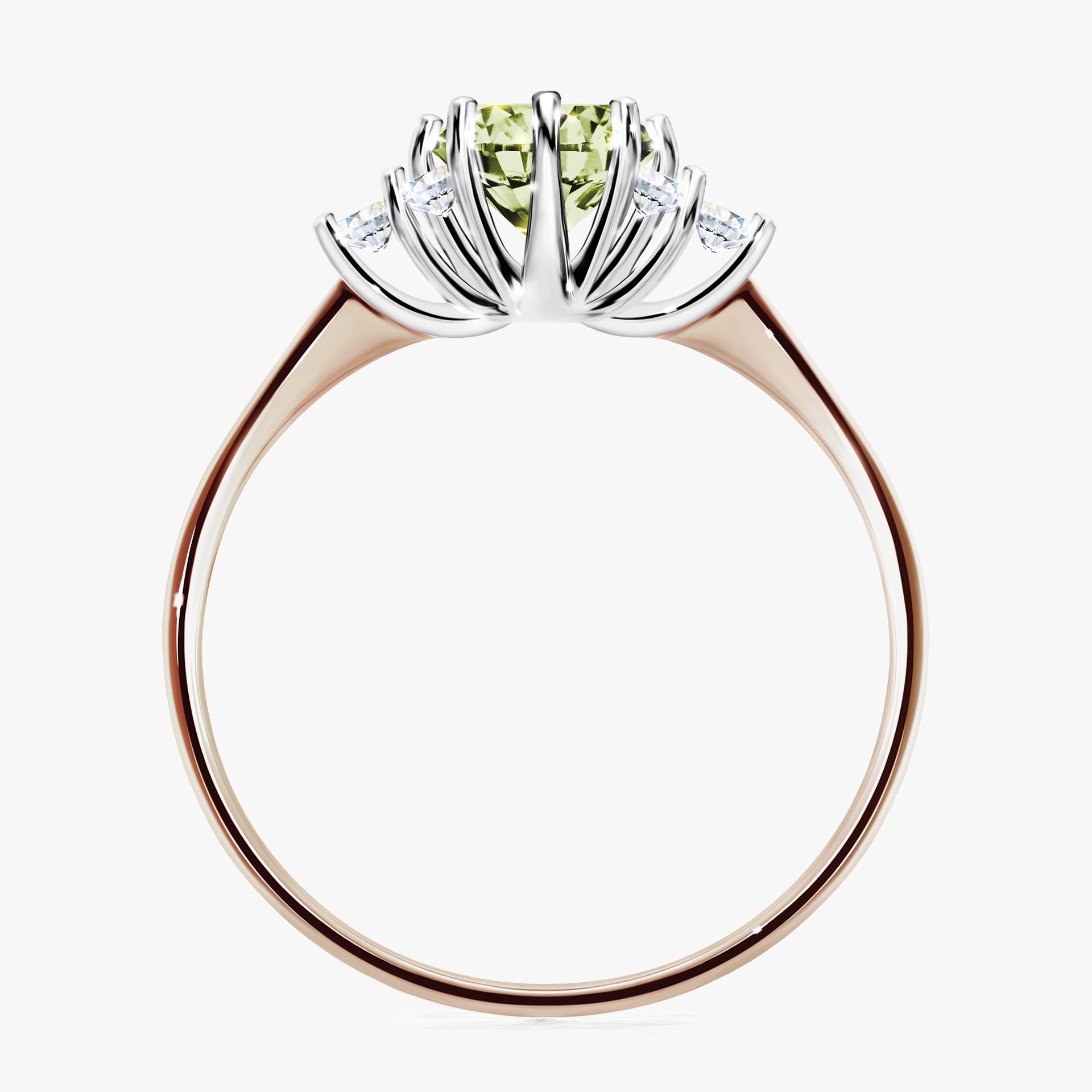 Pierscionek zareczynowy z diamentem zielony_jasny 098 CT z rozowego zlota my lilly 02