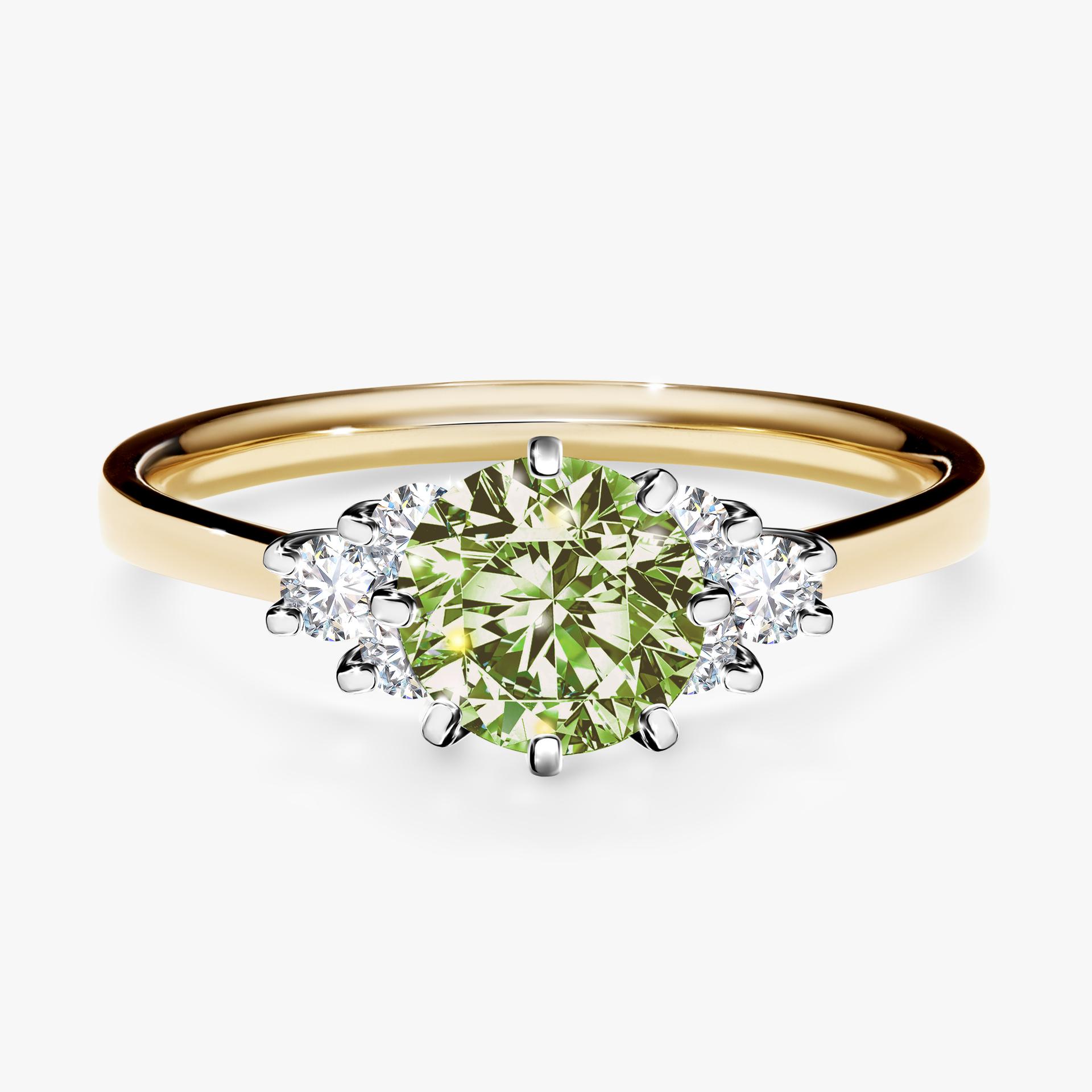 Pierscionek zareczynowy z diamentem zielony_jasny 098 CT z zoltego zlota my lilly 01
