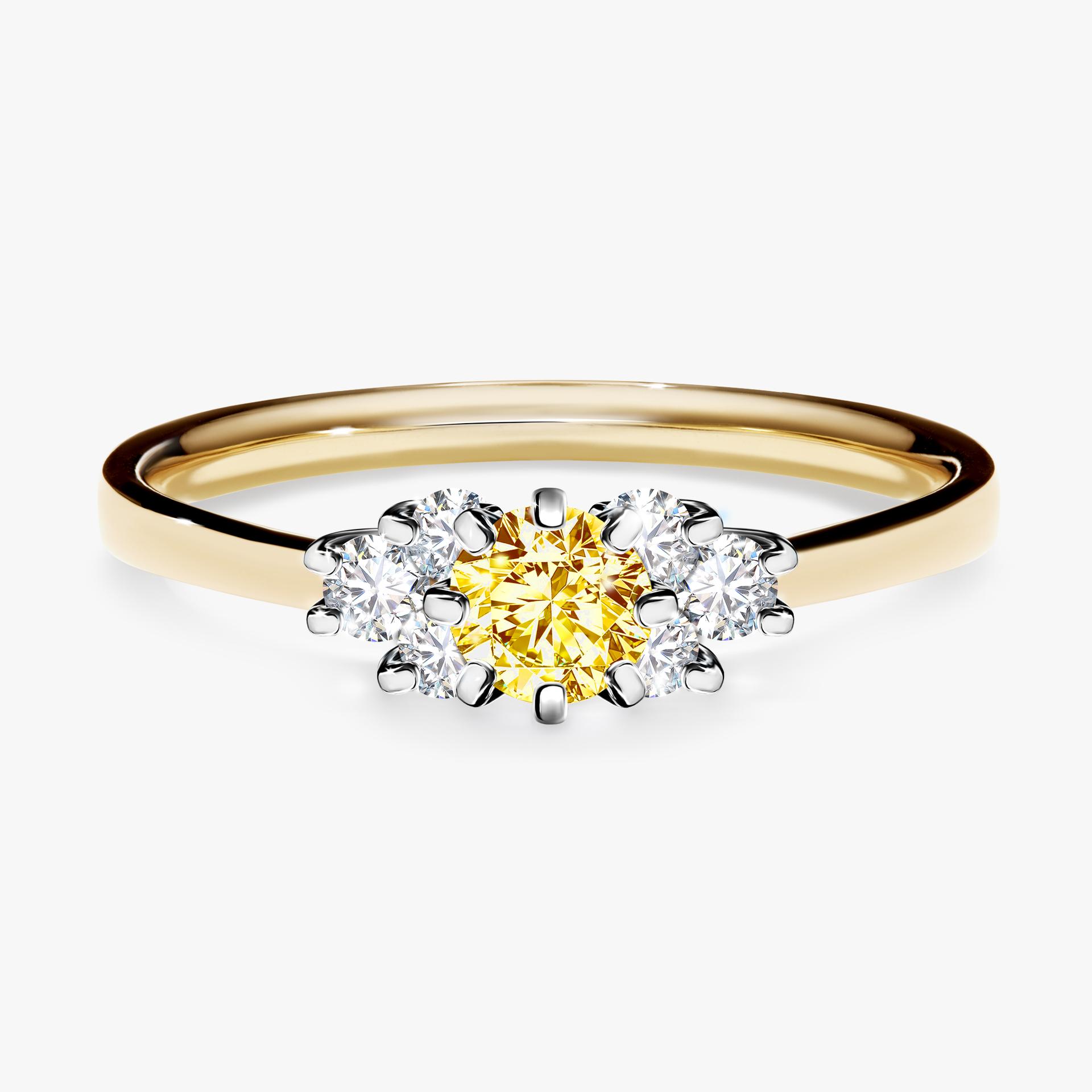Pierscionek zareczynowy z diamentem zolty 043 CT z zoltego zlota my lilly 01