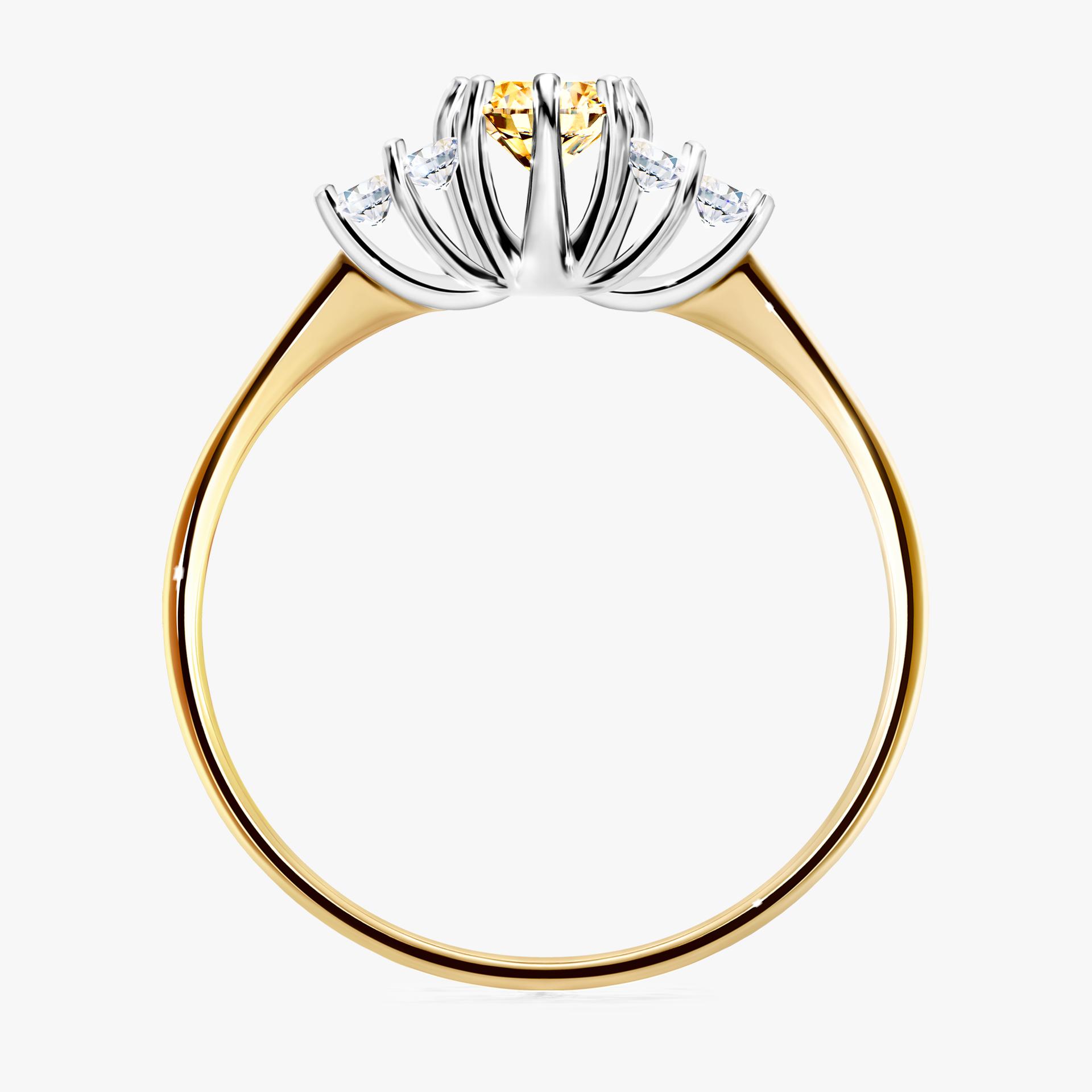 Pierscionek zareczynowy z diamentem zolty 043 CT z zoltego zlota my lilly 02
