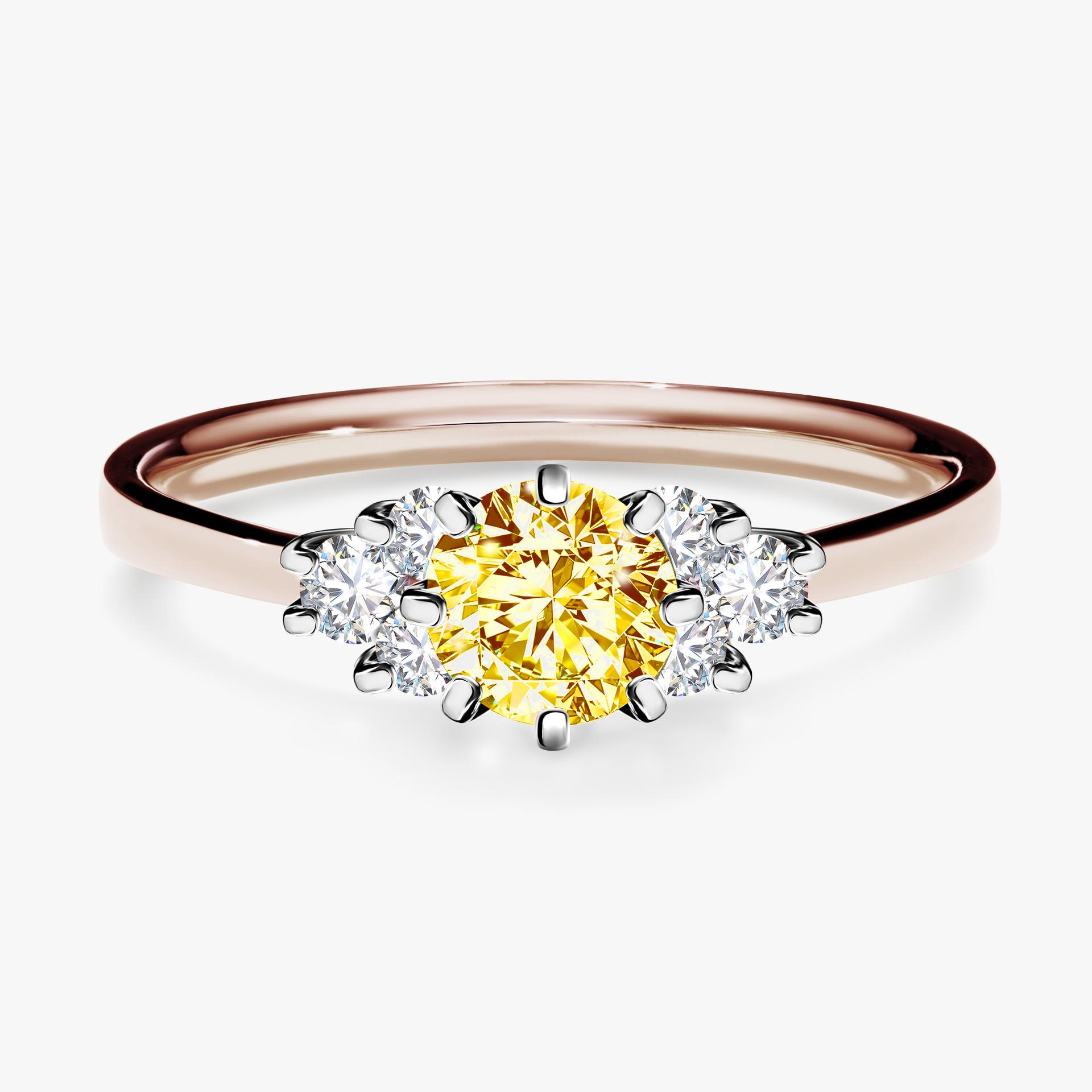 Pierscionek zareczynowy z diamentem zolty 068 CT z rozowego zlota my lilly 01