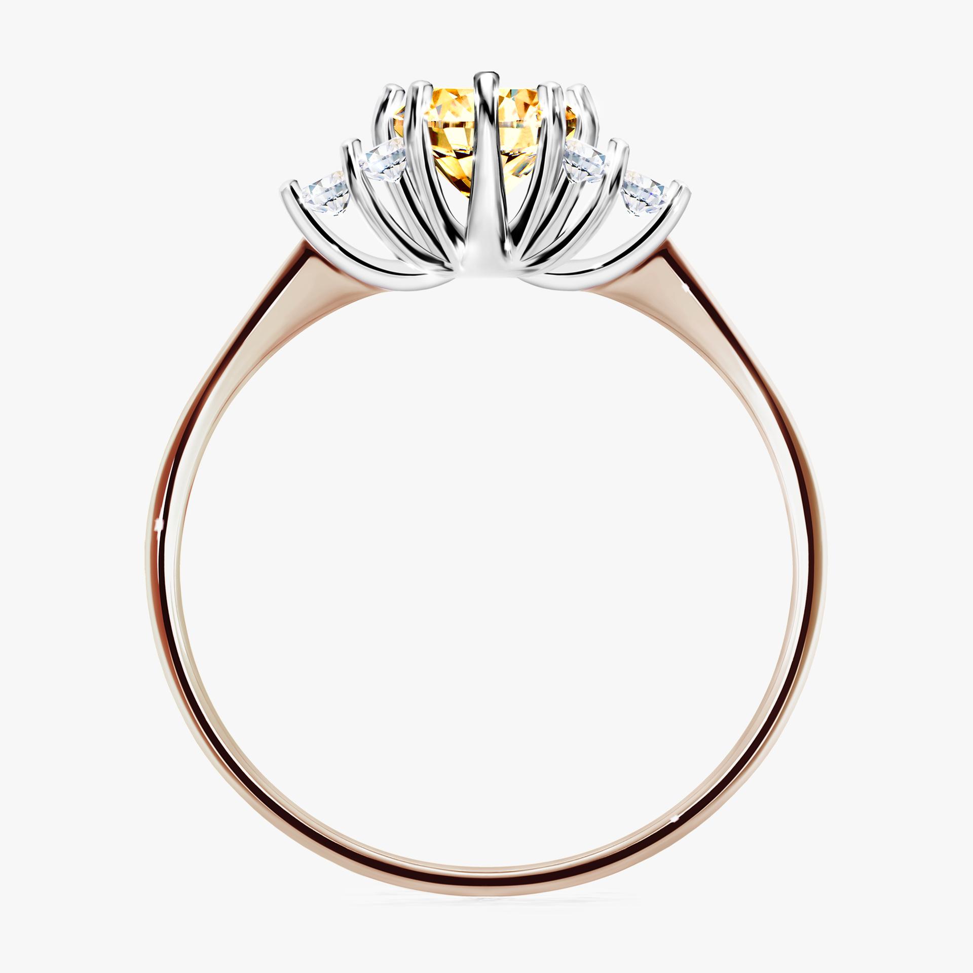 Pierscionek zareczynowy z diamentem zolty 068 CT z rozowego zlota my lilly 02