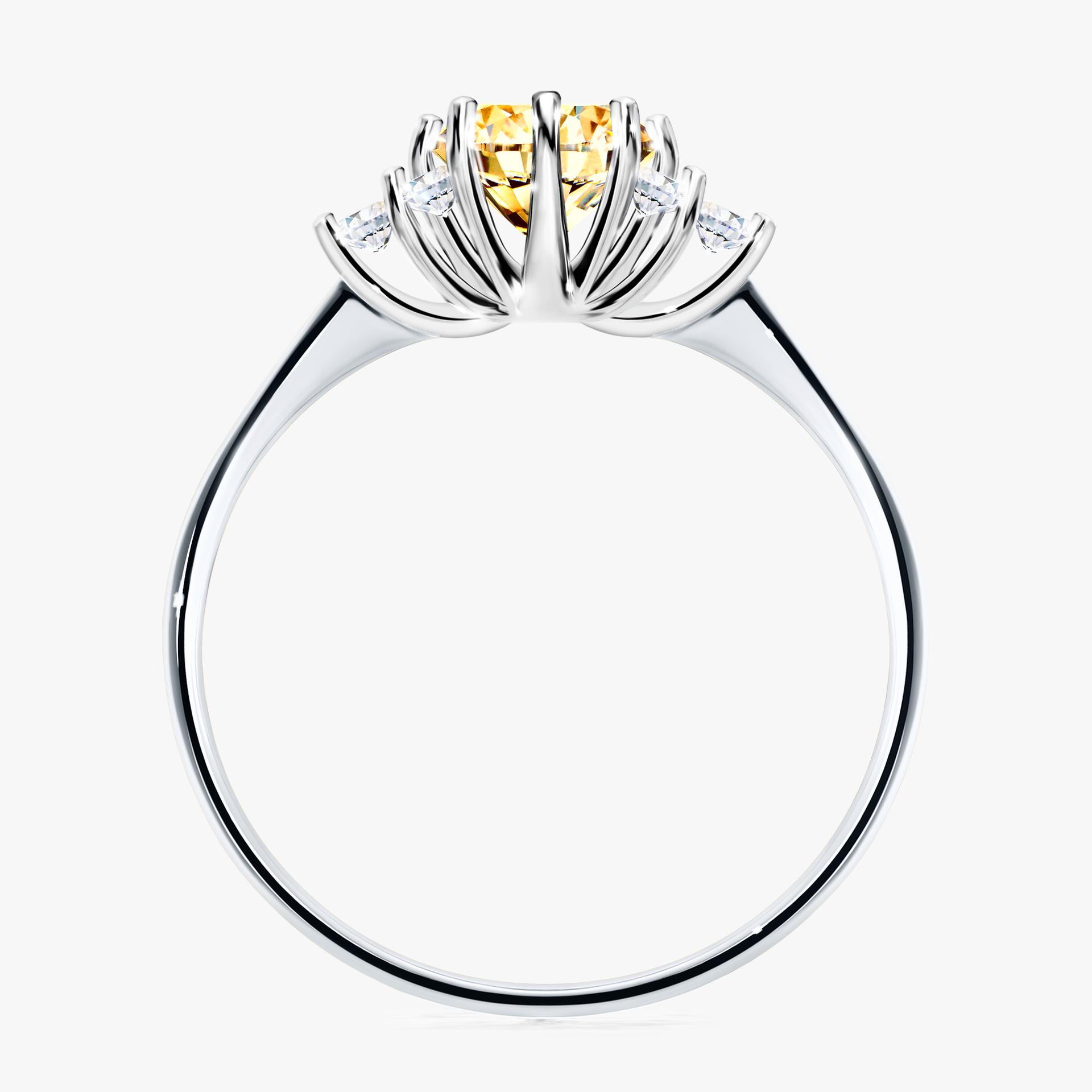 Pierscionek zareczynowy z diamentem zolty 098 CT z bialego zlota my lilly 02
