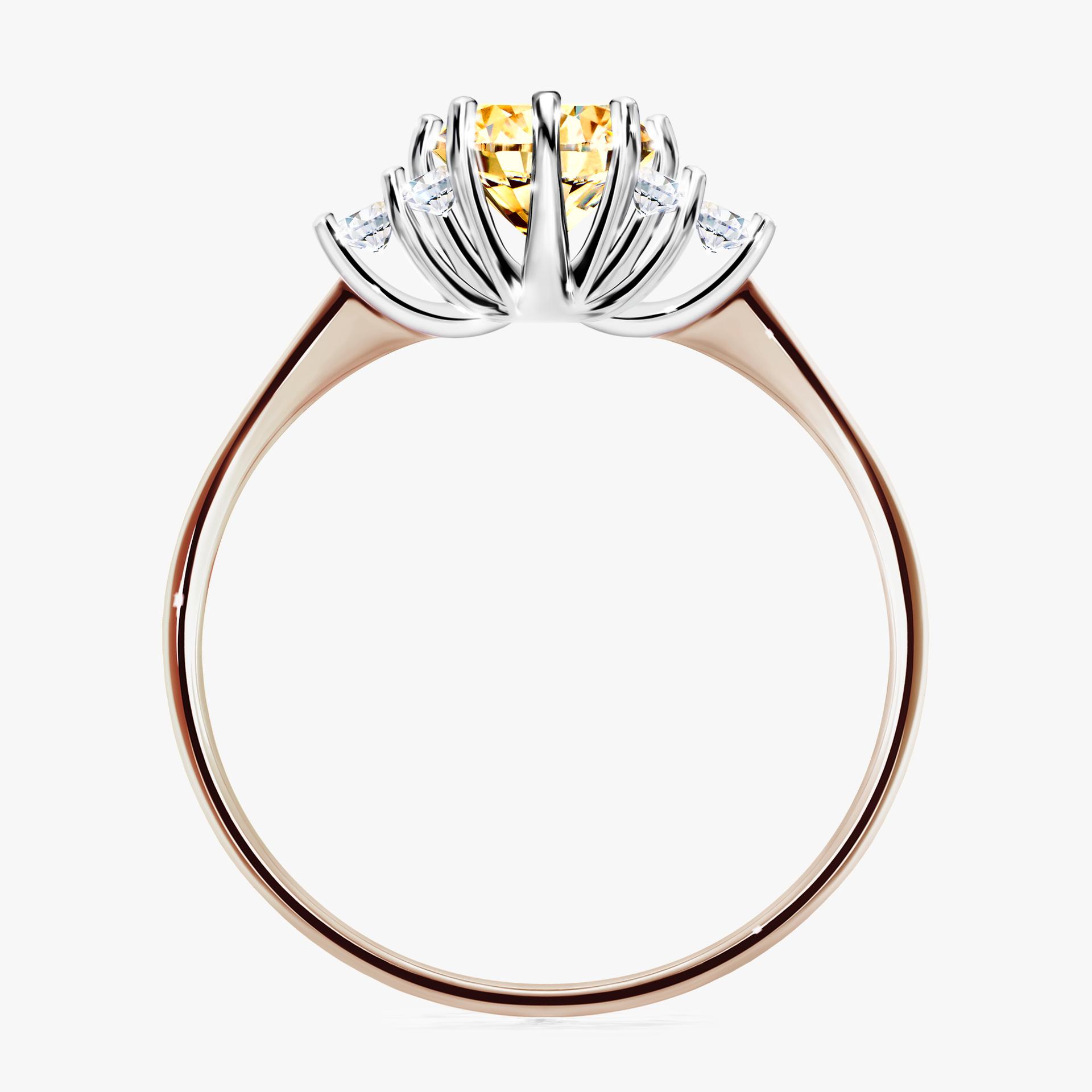 Pierscionek zareczynowy z diamentem zolty 098 CT z rozowego zlota my lilly 02