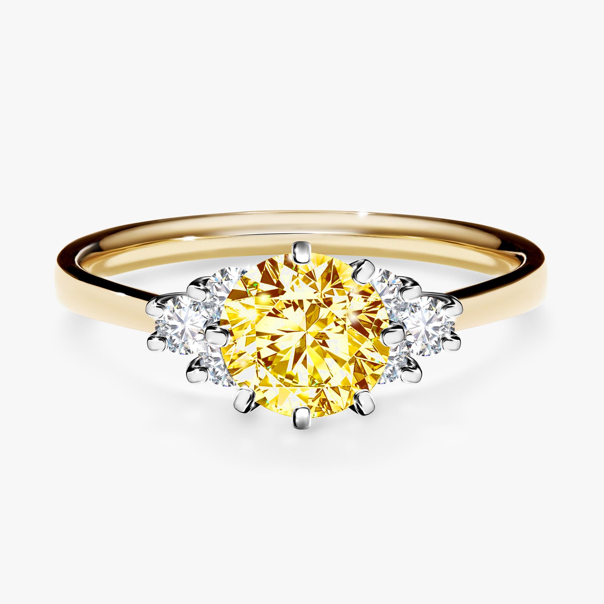 Pierscionek zareczynowy z diamentem zolty 098 CT z zoltego zlota my lilly 01