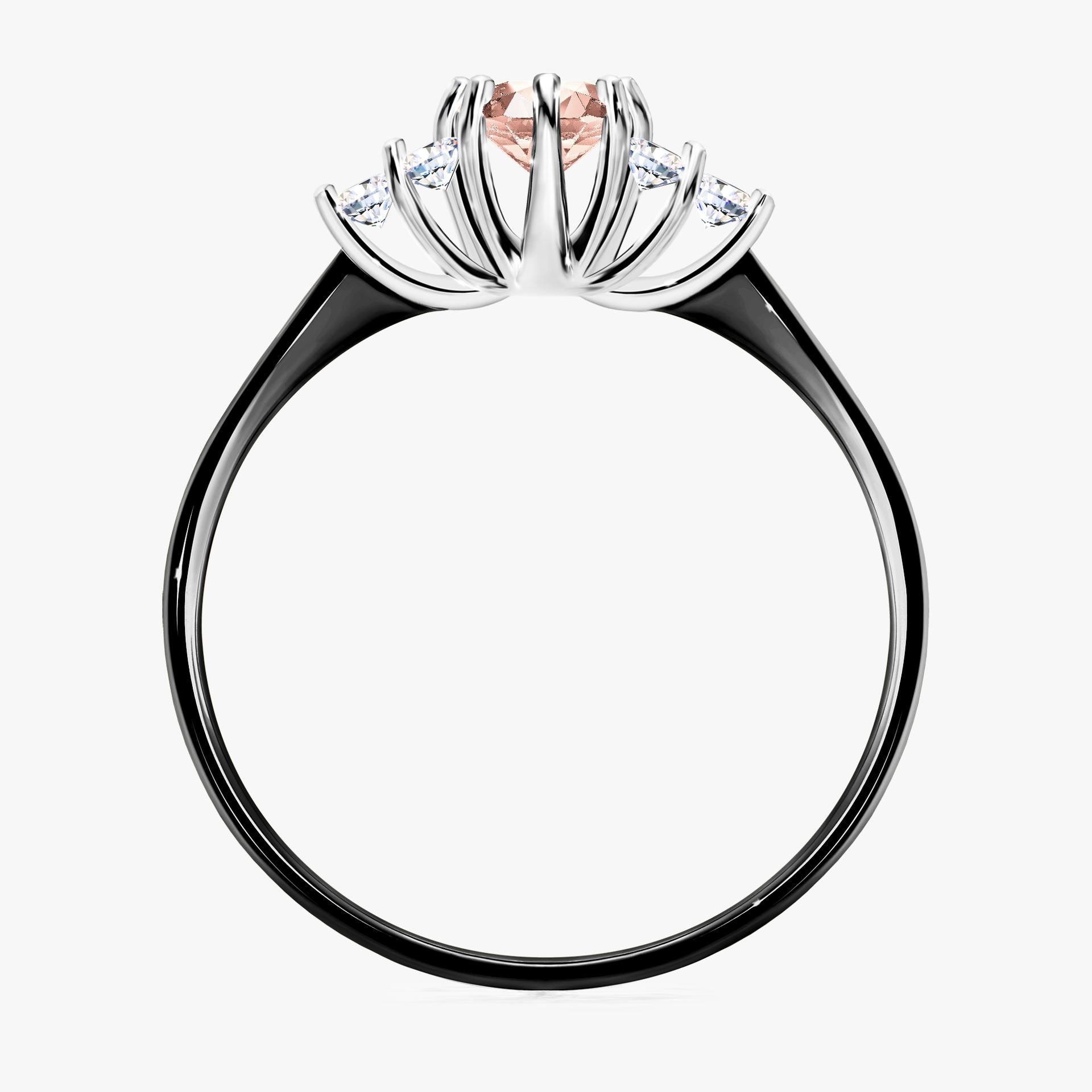 Pierścionek zaręczynowy My Lilly z czarnego złota z morganitem 0,43ct