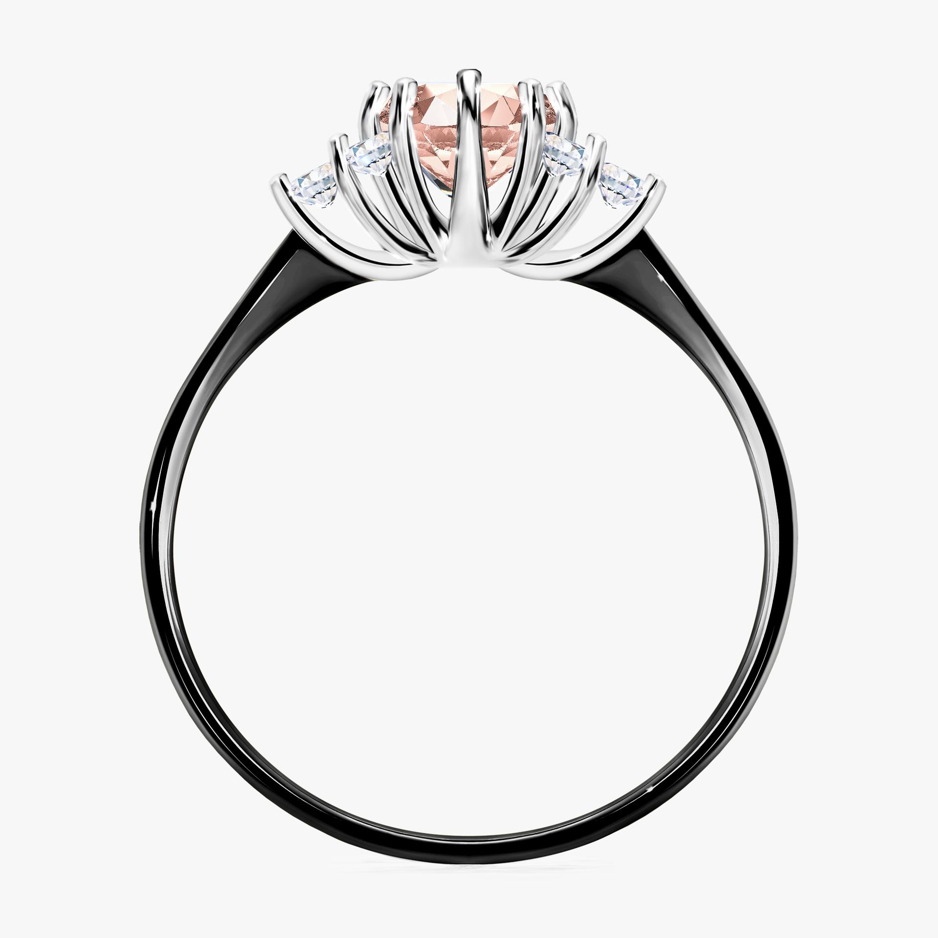 Pierścionek zaręczynowy My Lilly z czarnego złota z morganitem 0,68ct