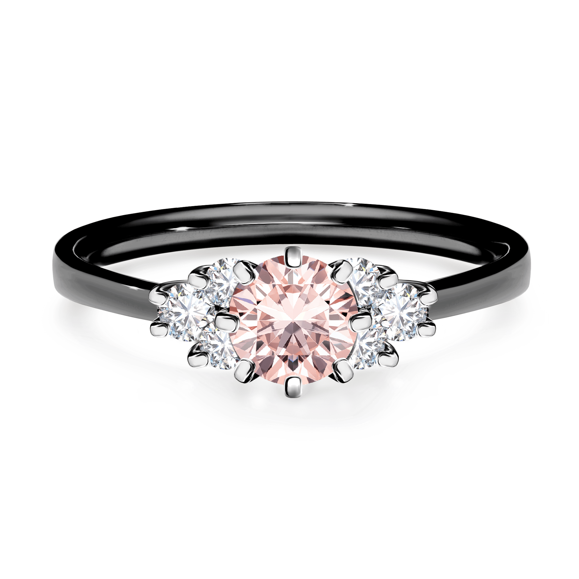 Pierscionek zareczynowy z morganitem 068 CT z czarnego zlota my lilly 01