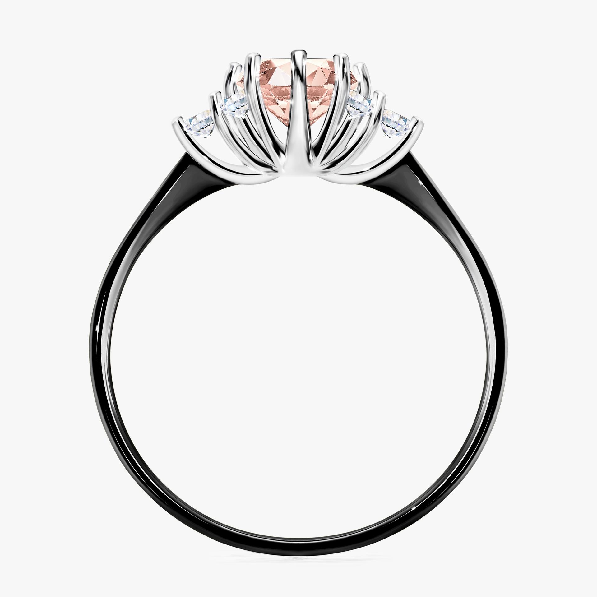Pierscionek zareczynowy z morganitem 098 CT z czarnego zlota my lilly 02