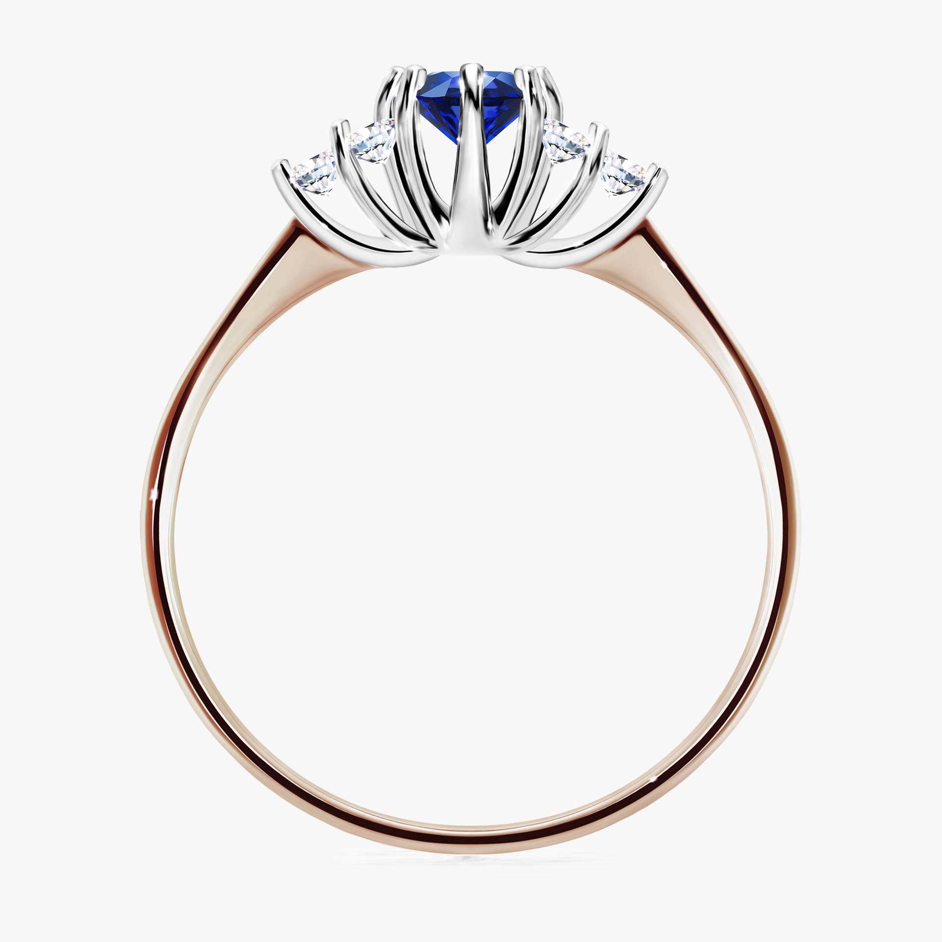 Pierscionek zareczynowy z szafirem niebieskim 043 CT z rozowego zlota my lilly 02
