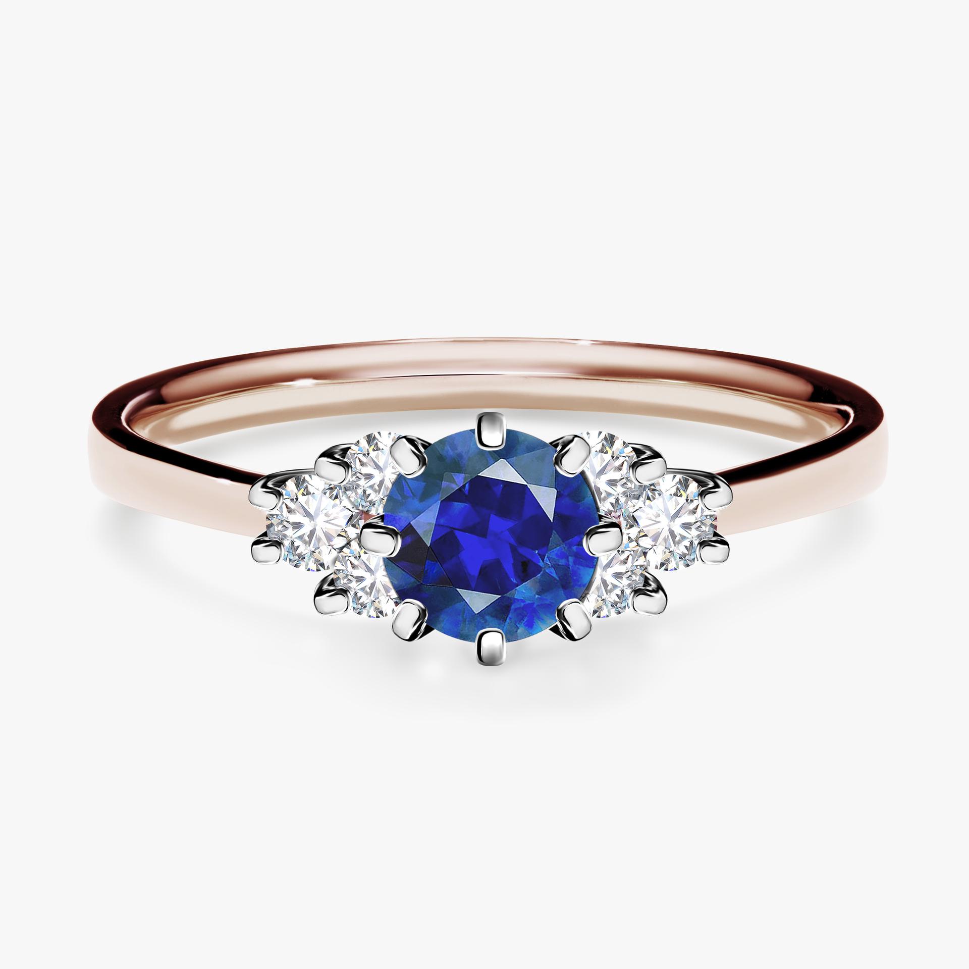 Pierscionek zareczynowy z szafirem niebieskim 068 CT z rozowego zlota my lilly 01