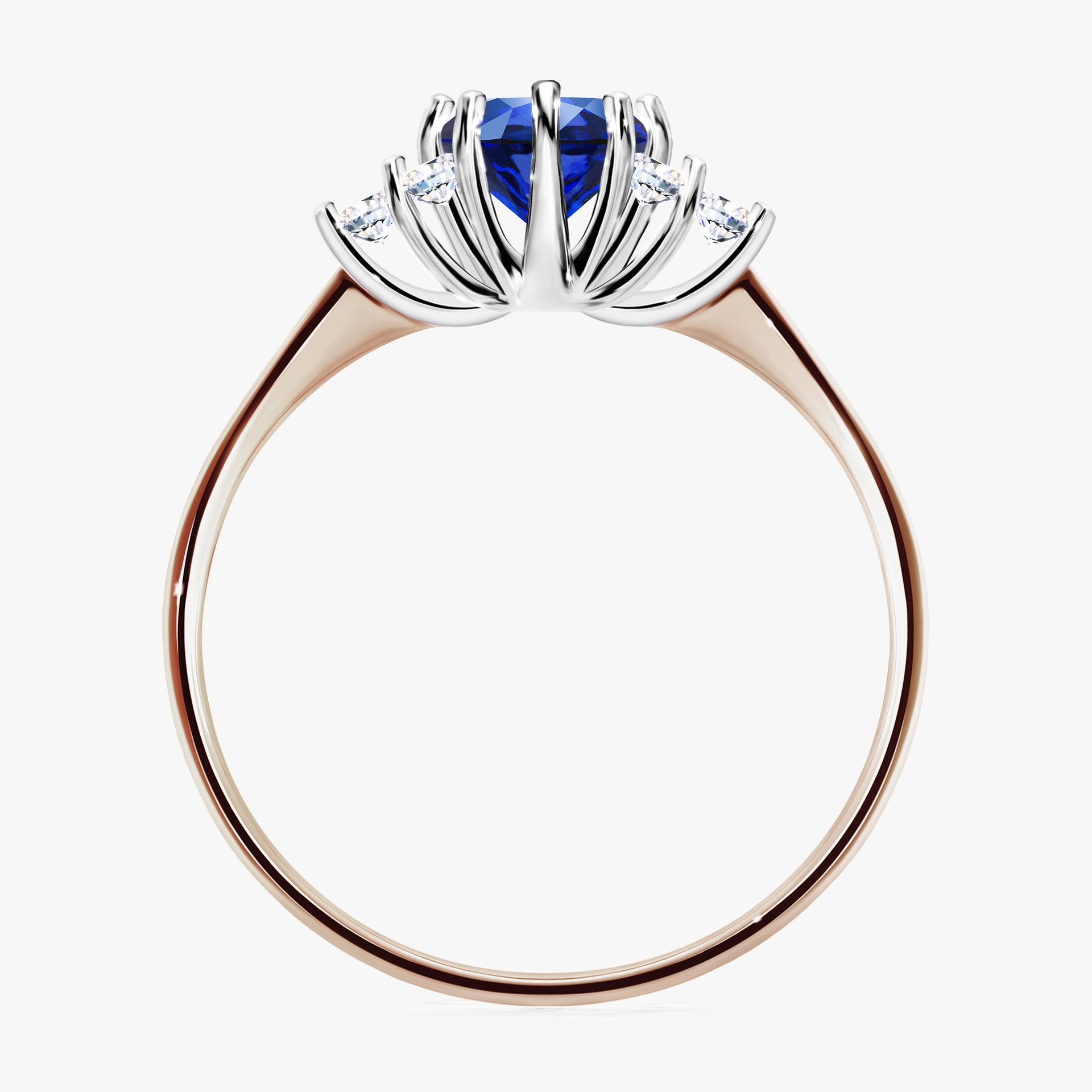 Pierscionek zareczynowy z szafirem niebieskim 068 CT z rozowego zlota my lilly 02